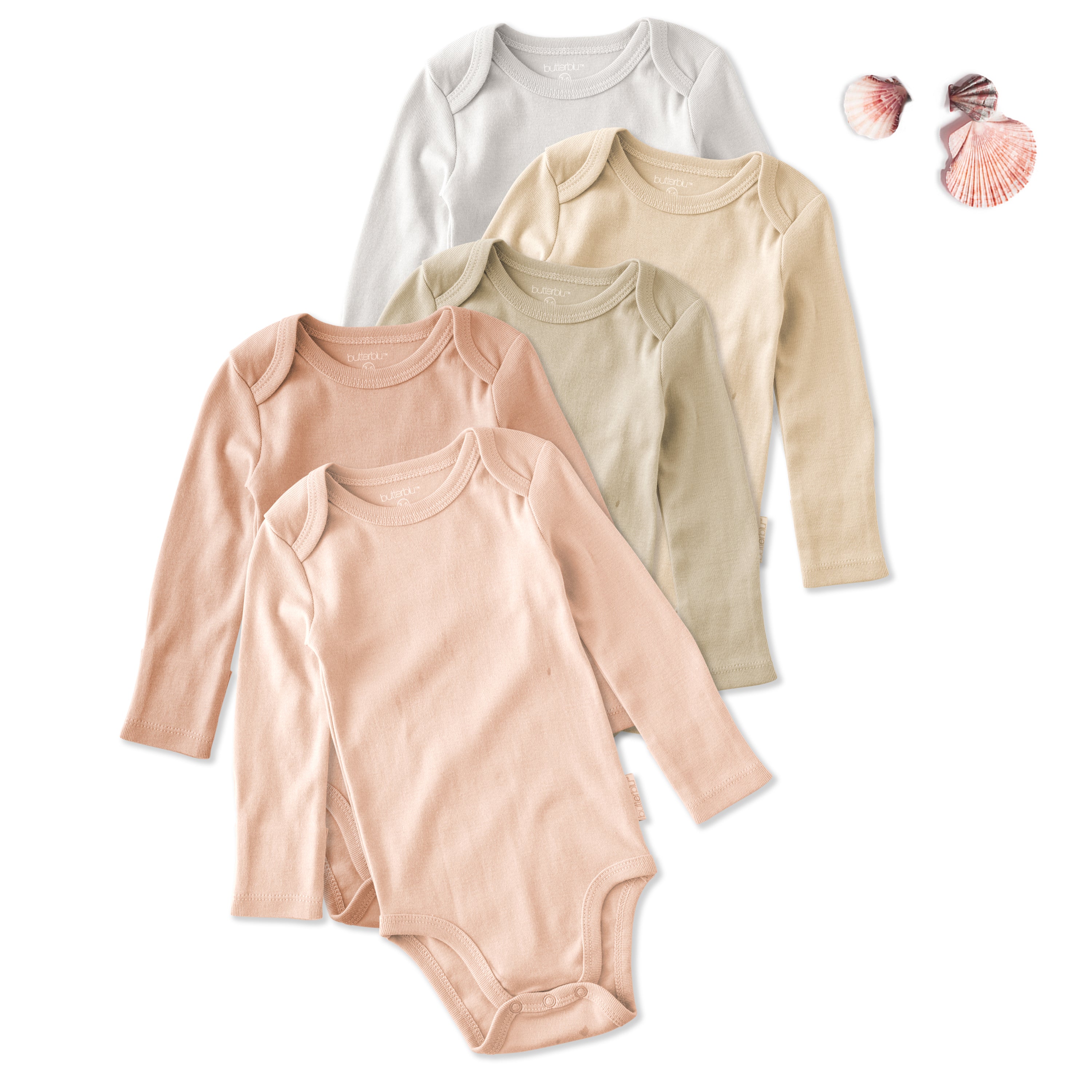 Layout of Blake long sleeve body suits in Pink Sunrise