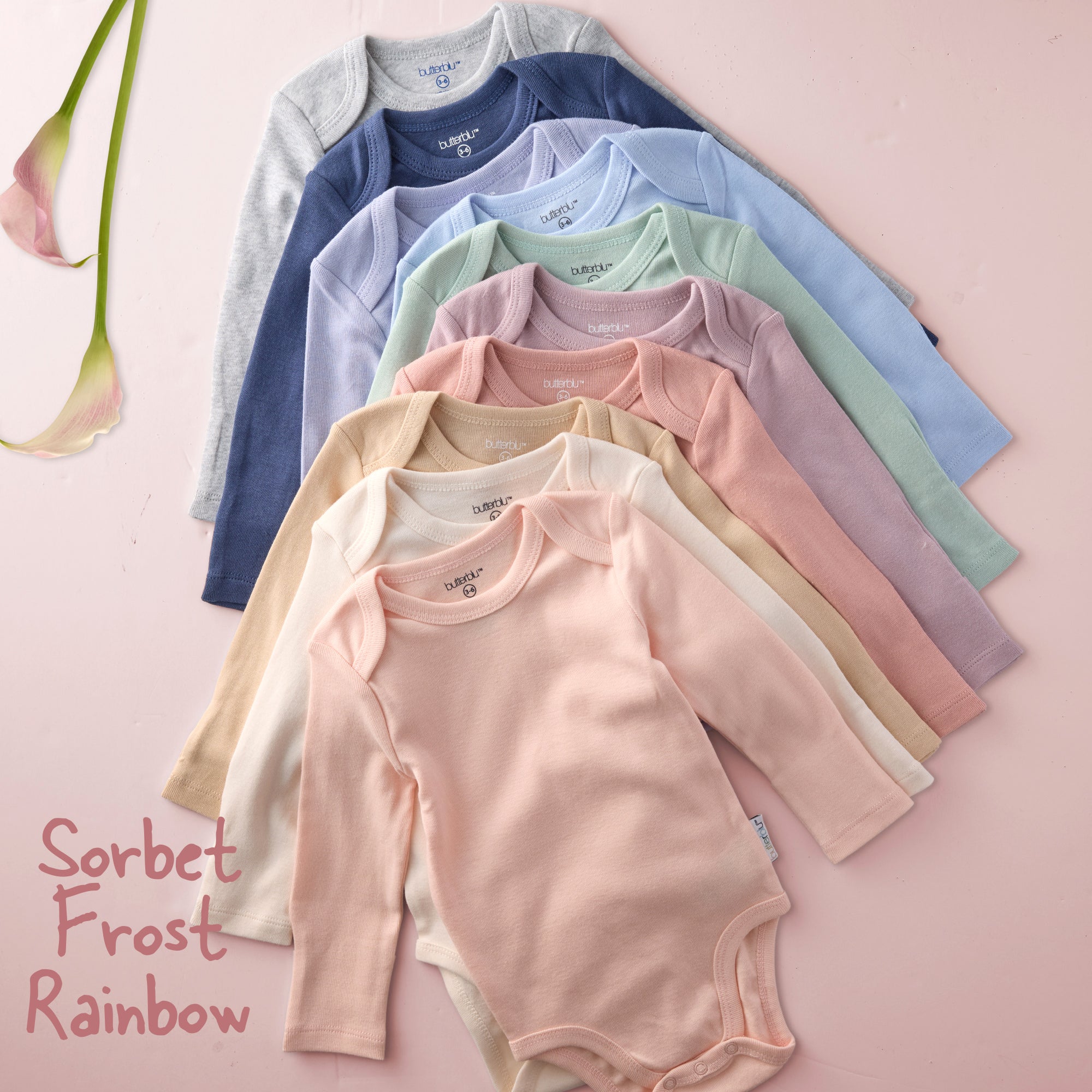 10-Pack Long Sleeve Bodysuit Onesie Sorbet Frost Rainbow