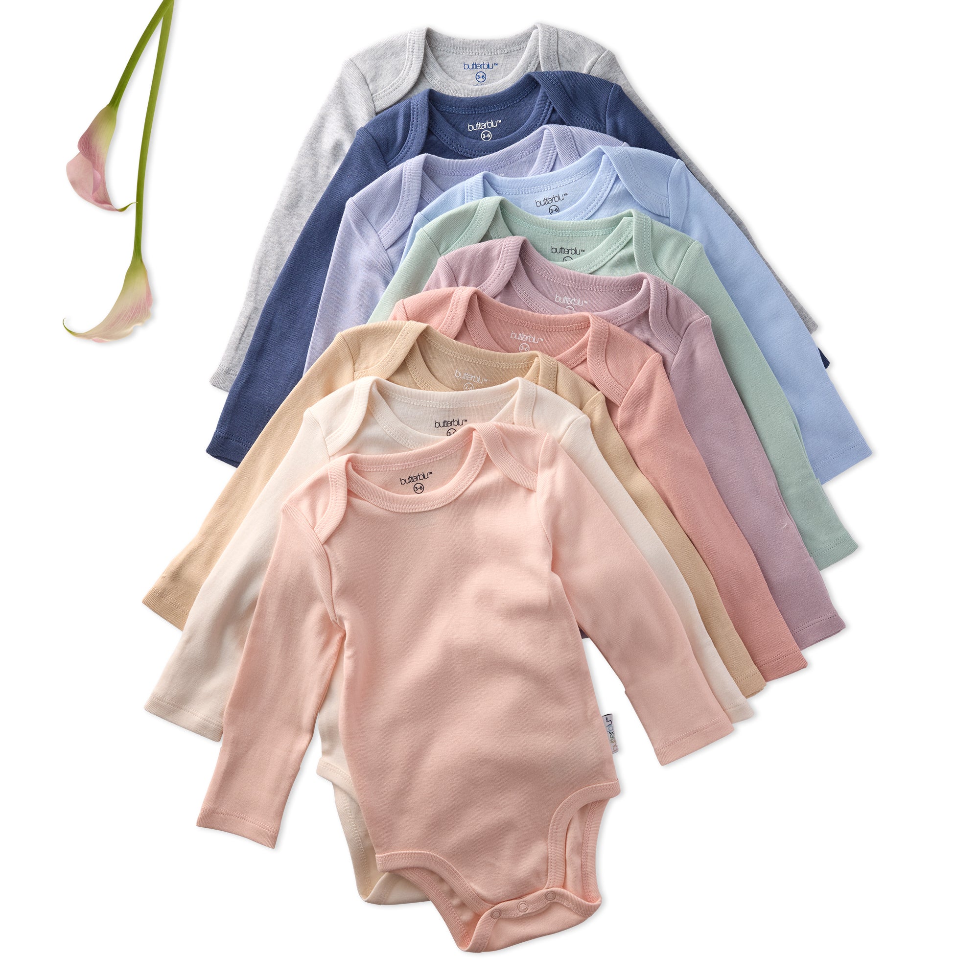 10-Pack Long Sleeve Bodysuit Onesie Sorbet Frost Rainbow