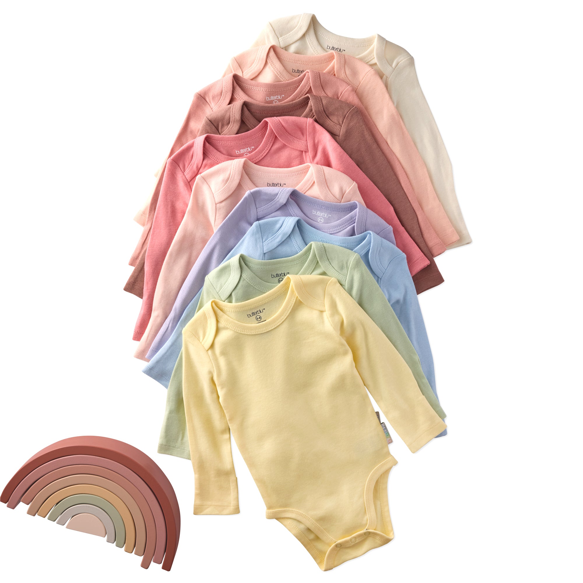 BLAKE 10-Pack Long Sleeve Bodysuit  Sunset Haze Rainbow