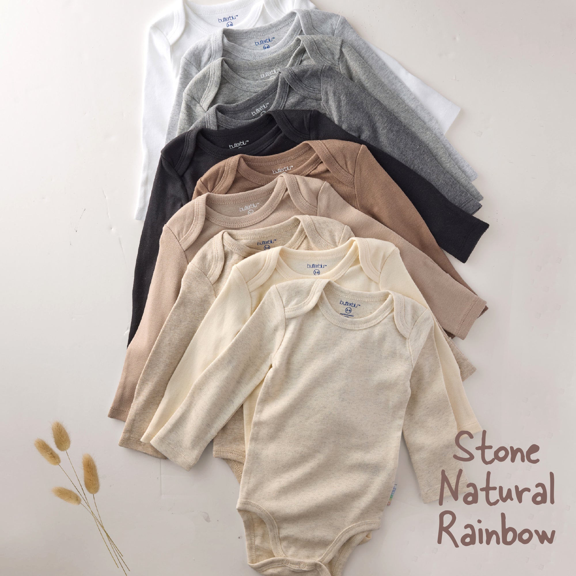 BLAKE 10-Pack Long Sleeve Bodysuit Stone Natural Rainbow