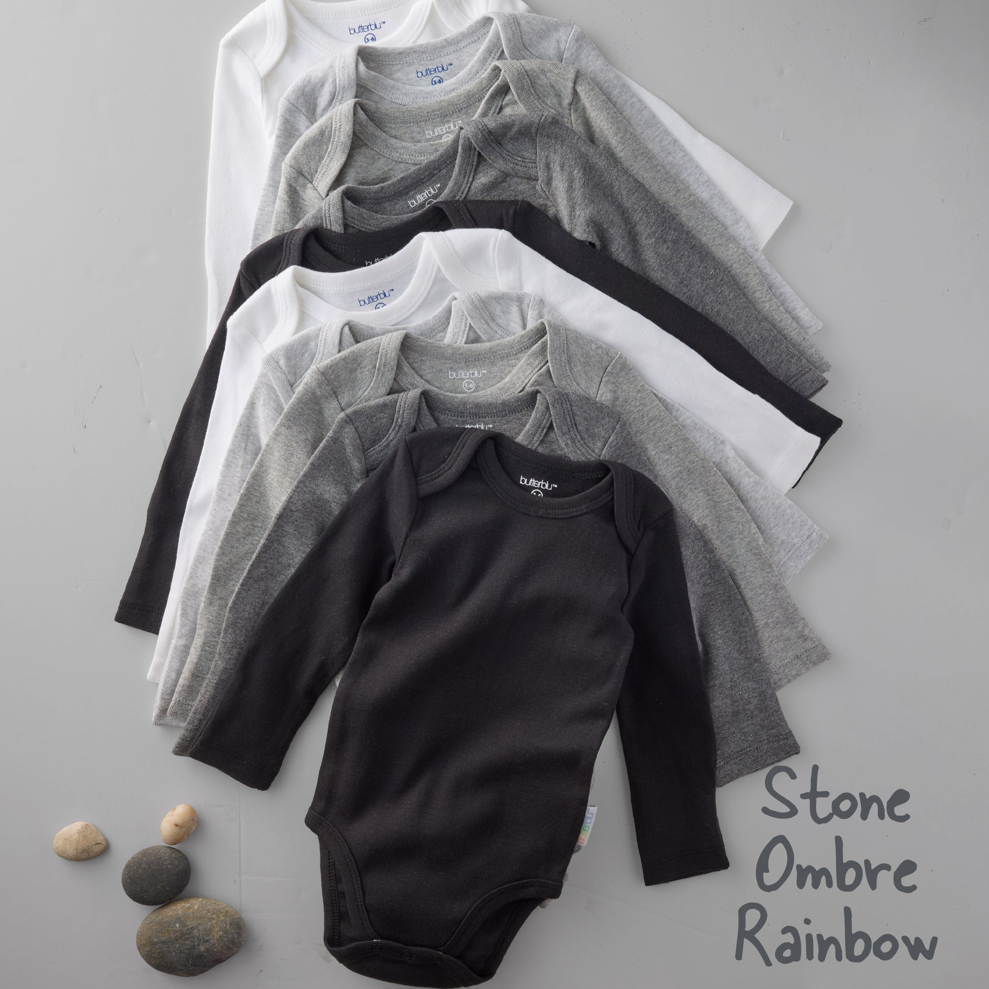BLAKE 10-Pack Long Sleeve Bodysuit Stone Ombre Rainbow