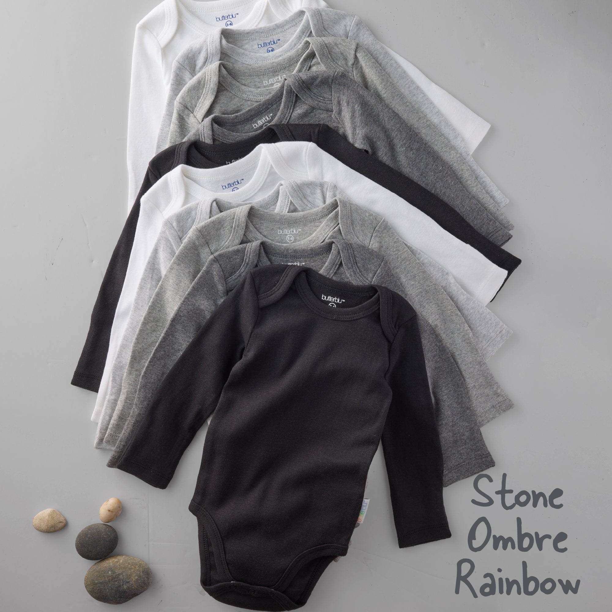 BLAKE 10-Pack Long Sleeve Bodysuit Stone Ombre Rainbow