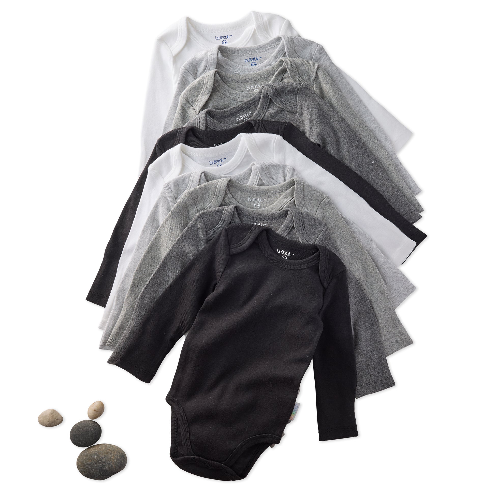 BLAKE 10-Pack Long Sleeve Bodysuit Stone Ombre Rainbow
