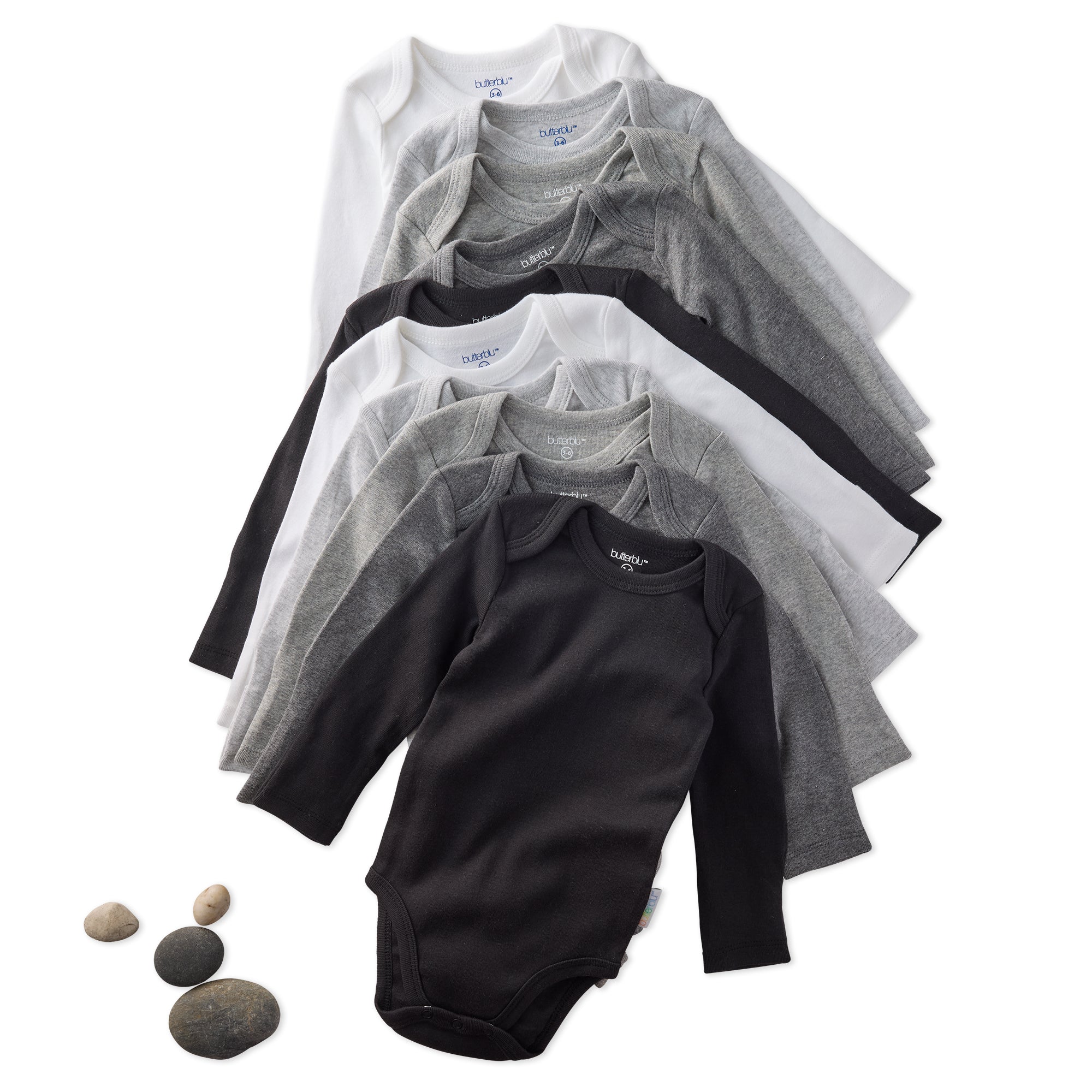 BLAKE 10-Pack Long Sleeve Bodysuit Stone Ombre Rainbow