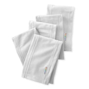 Set of white BAILEY Burp Cloths with colorful tags on a white background