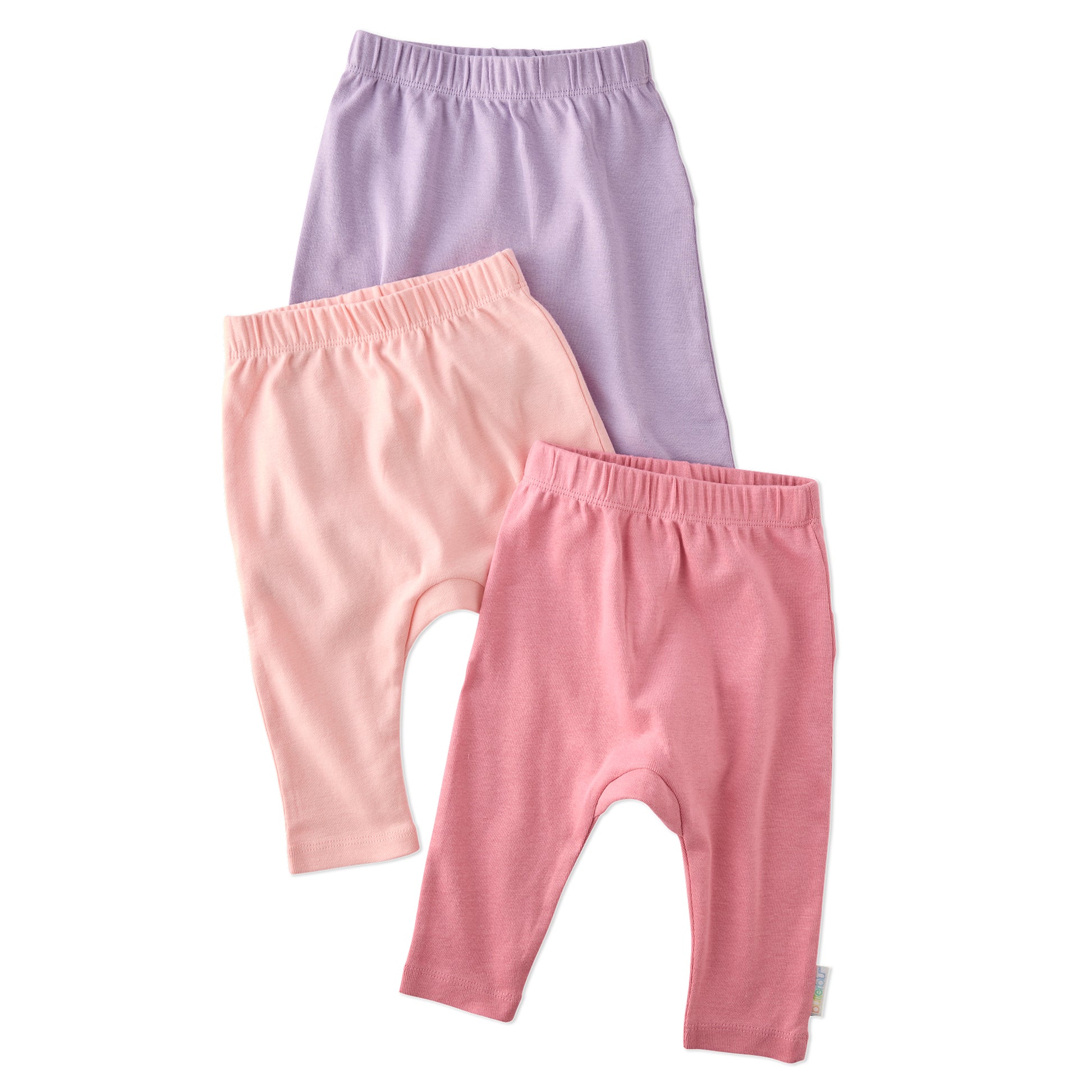 Layout of harem pants in Pink on a white background
