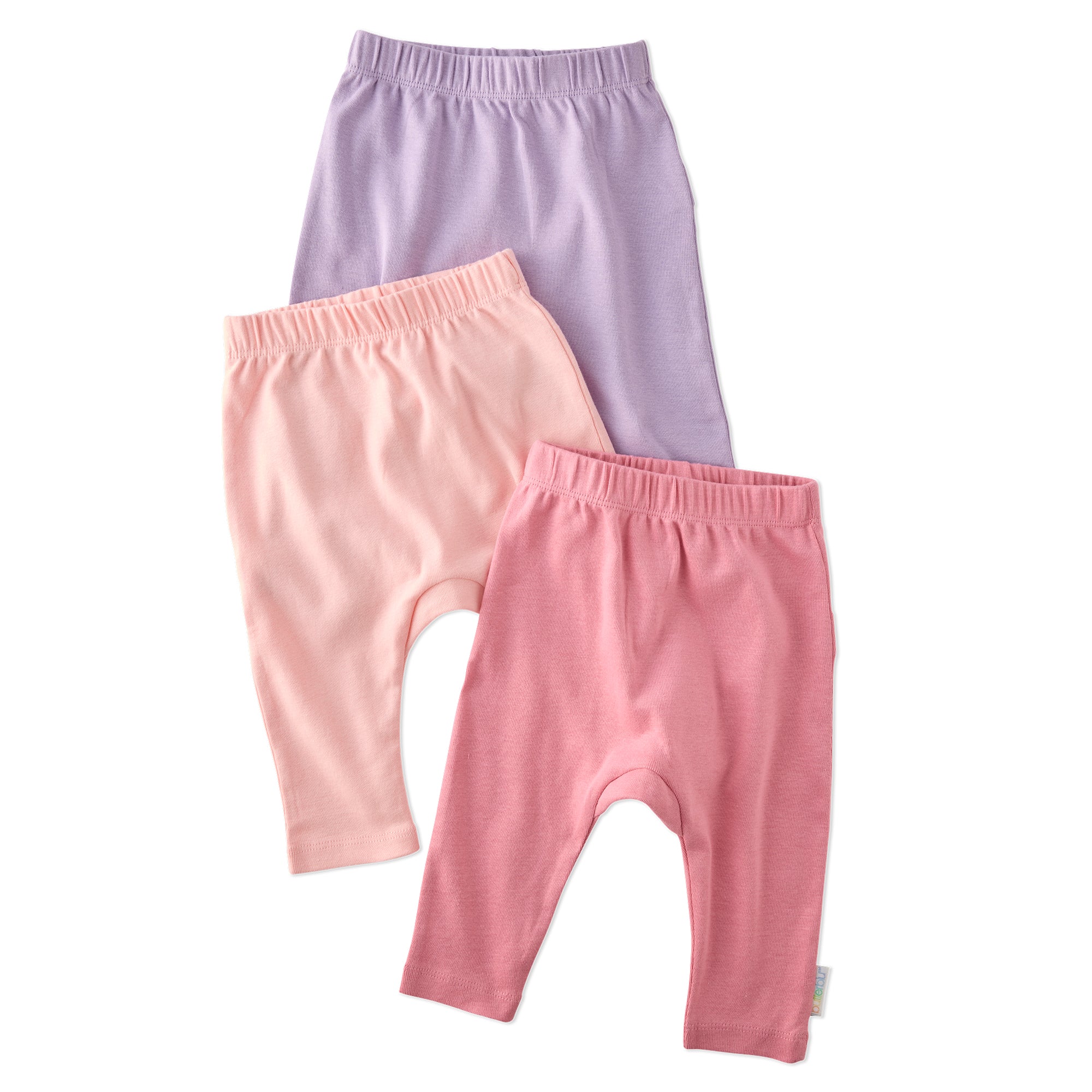 Layout of harem pants in Pink on a white background
