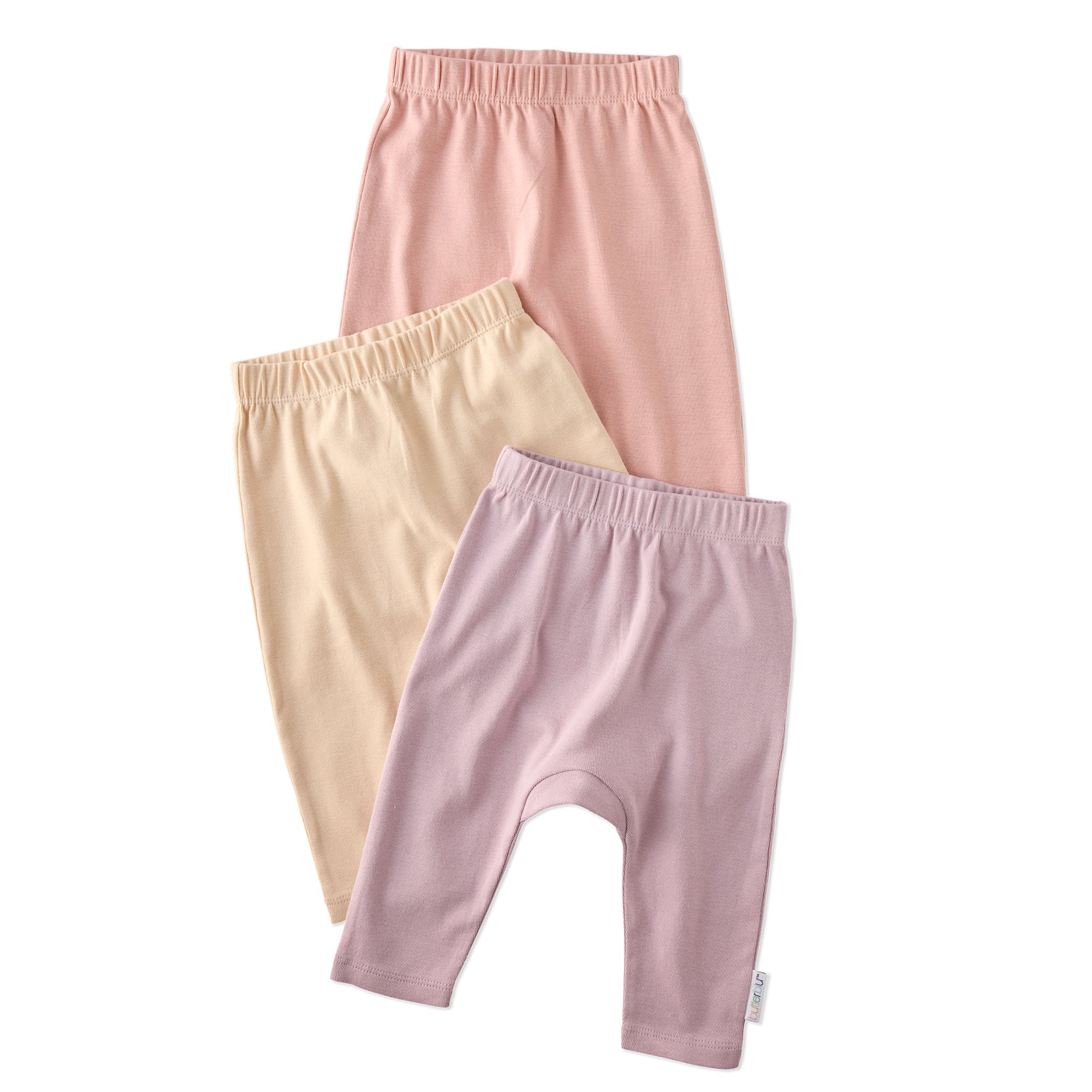 Layout of harem pants in Sorbet on a white background
