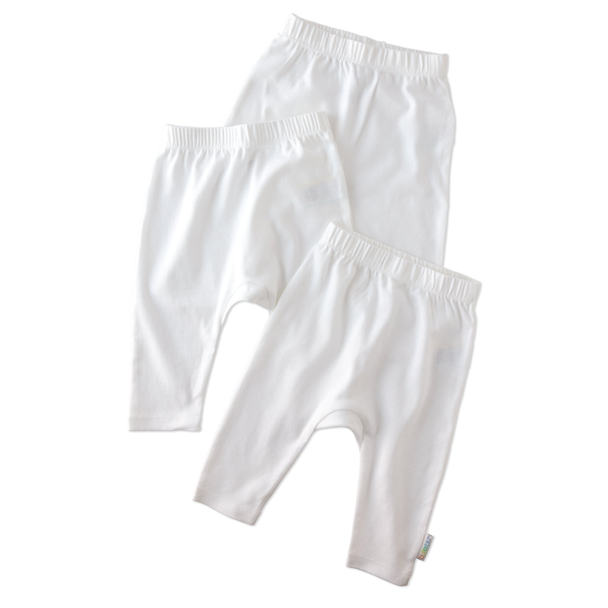 Layout of harem pants in White on a white background
