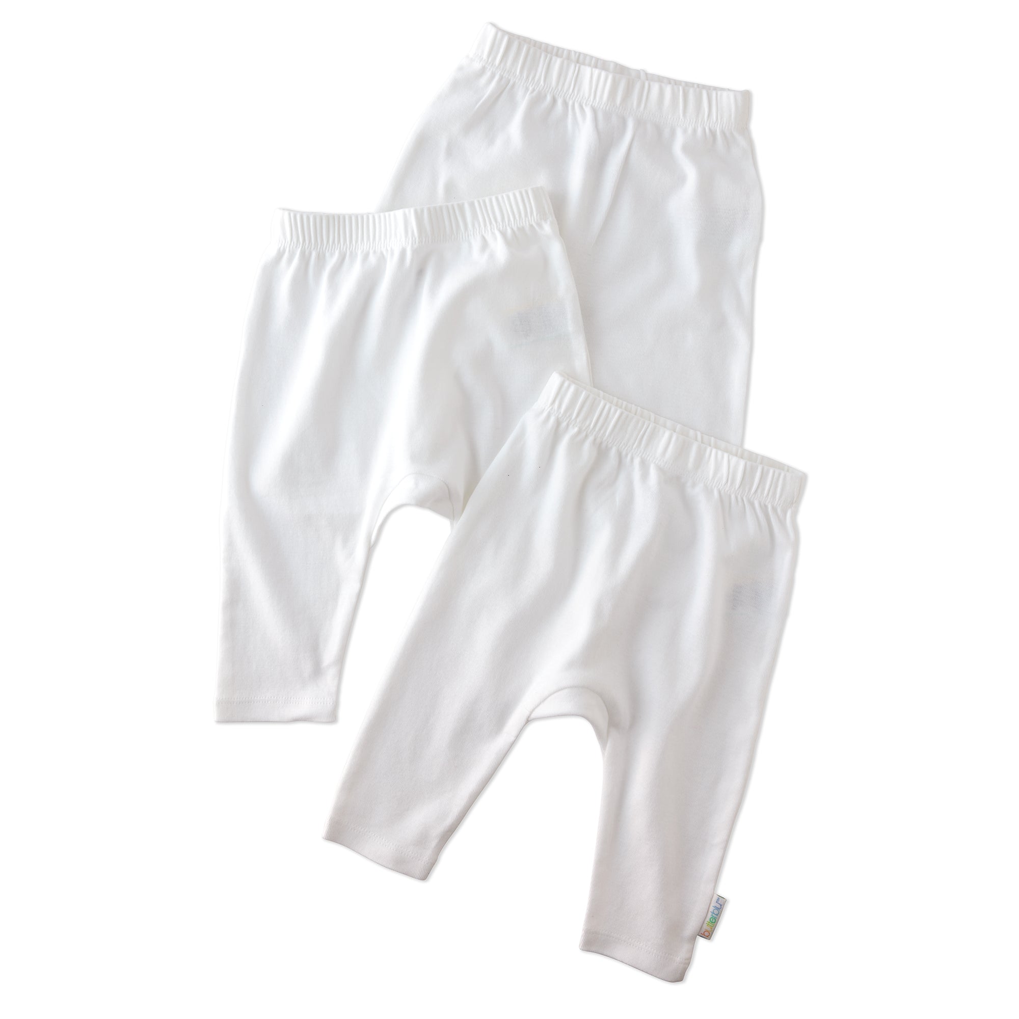 Layout of harem pants in White on a white background
