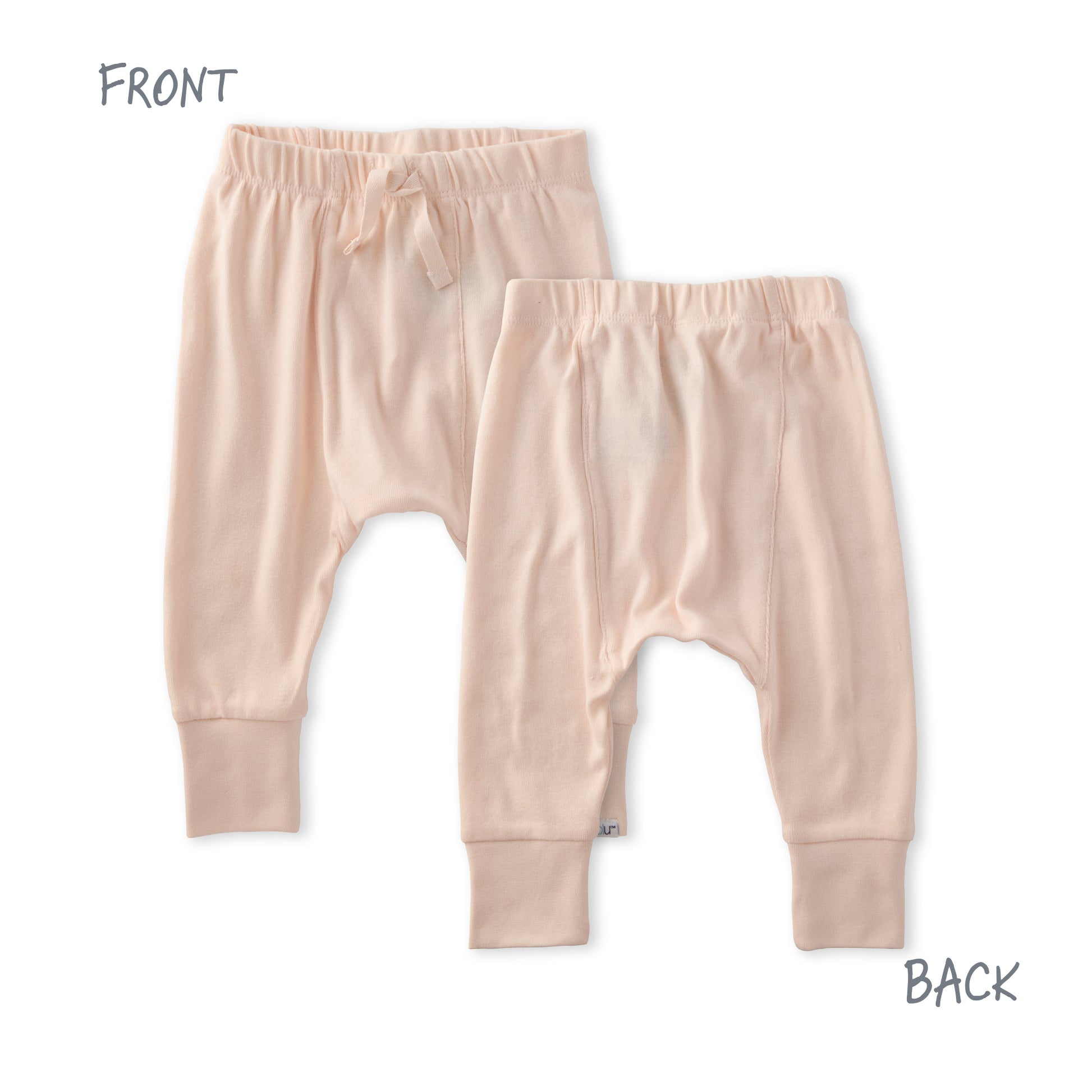 Baby pants in beige, pink on a white background