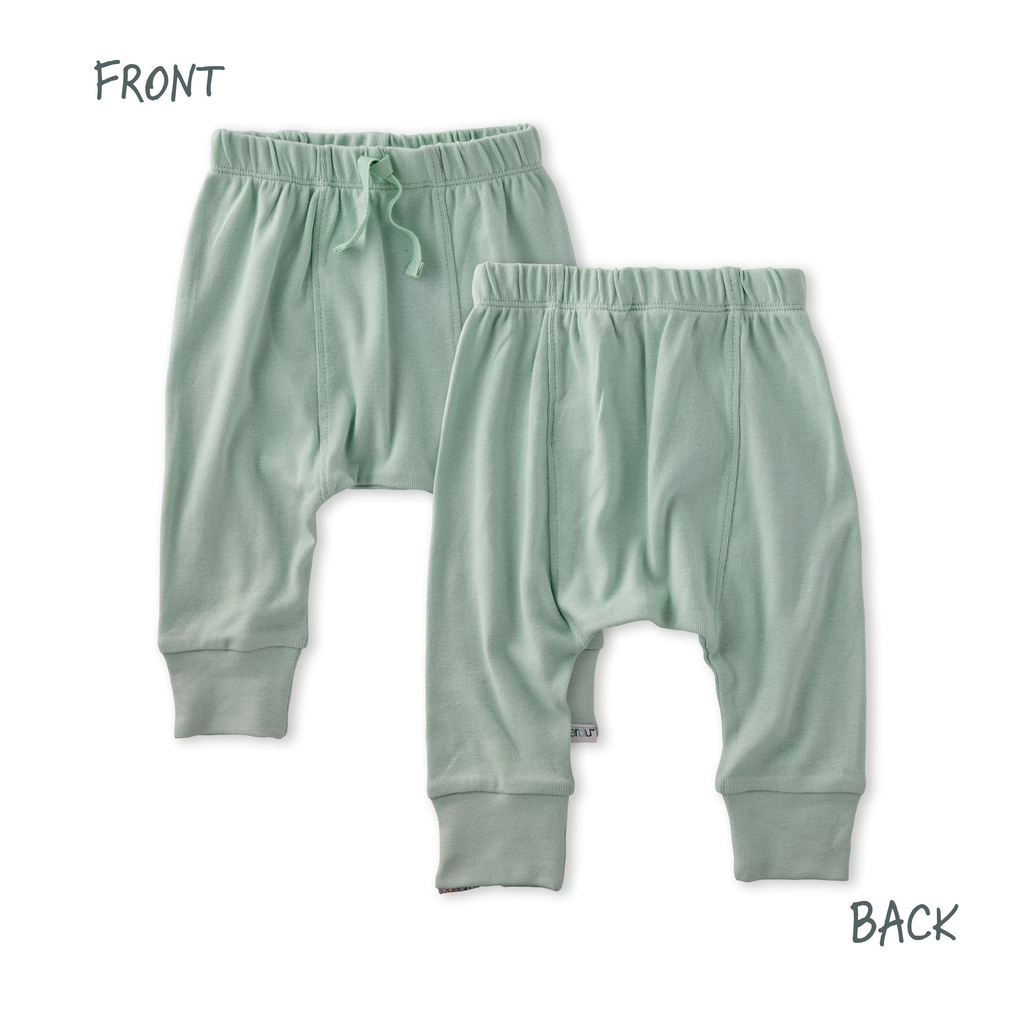 Layout of front and back of Jordan pants on a white background