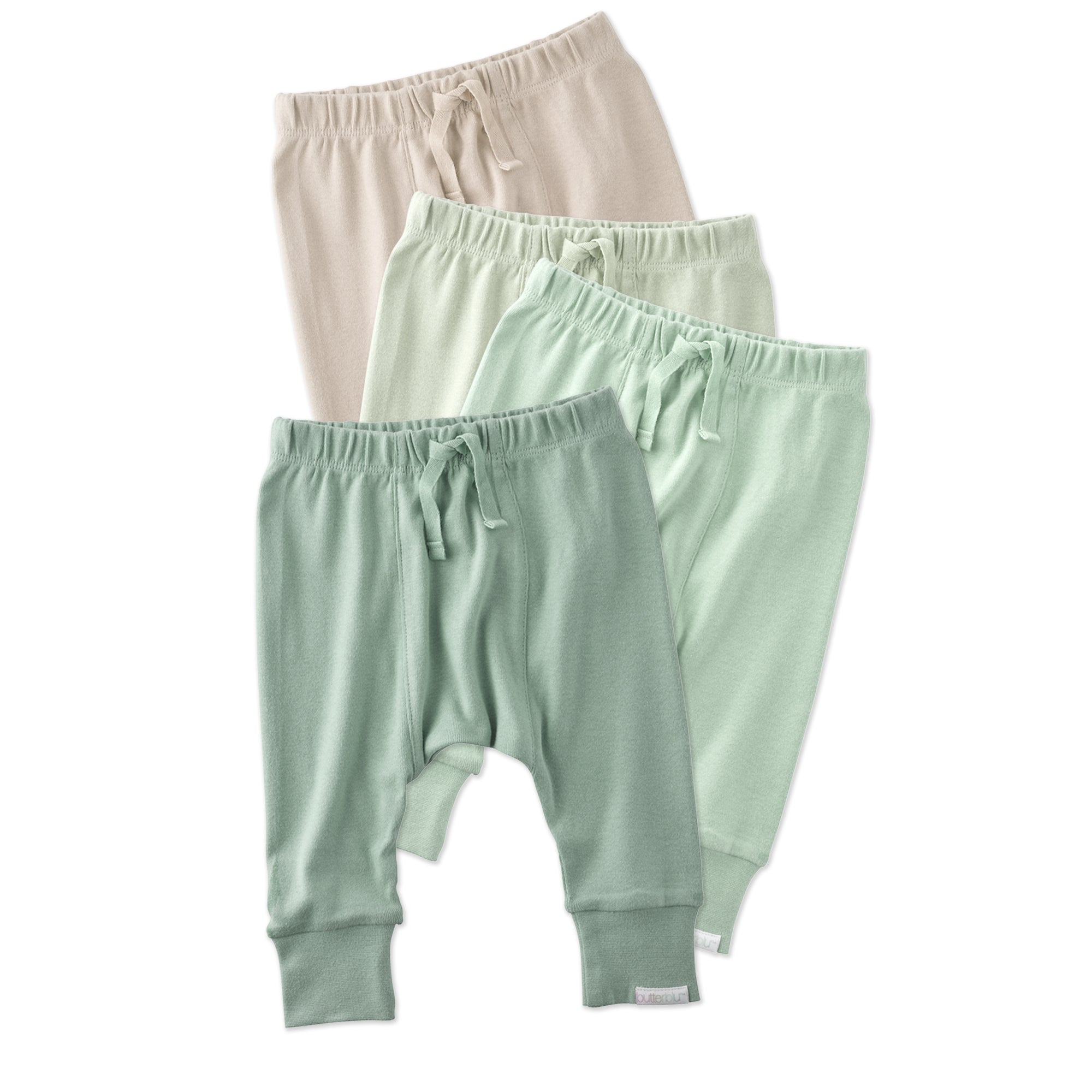 4 pairs of Jordan pants in Sage, including a beige, light green, dark green, and sage.
