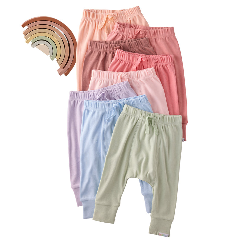 Rainbow of organic baby clothing colors