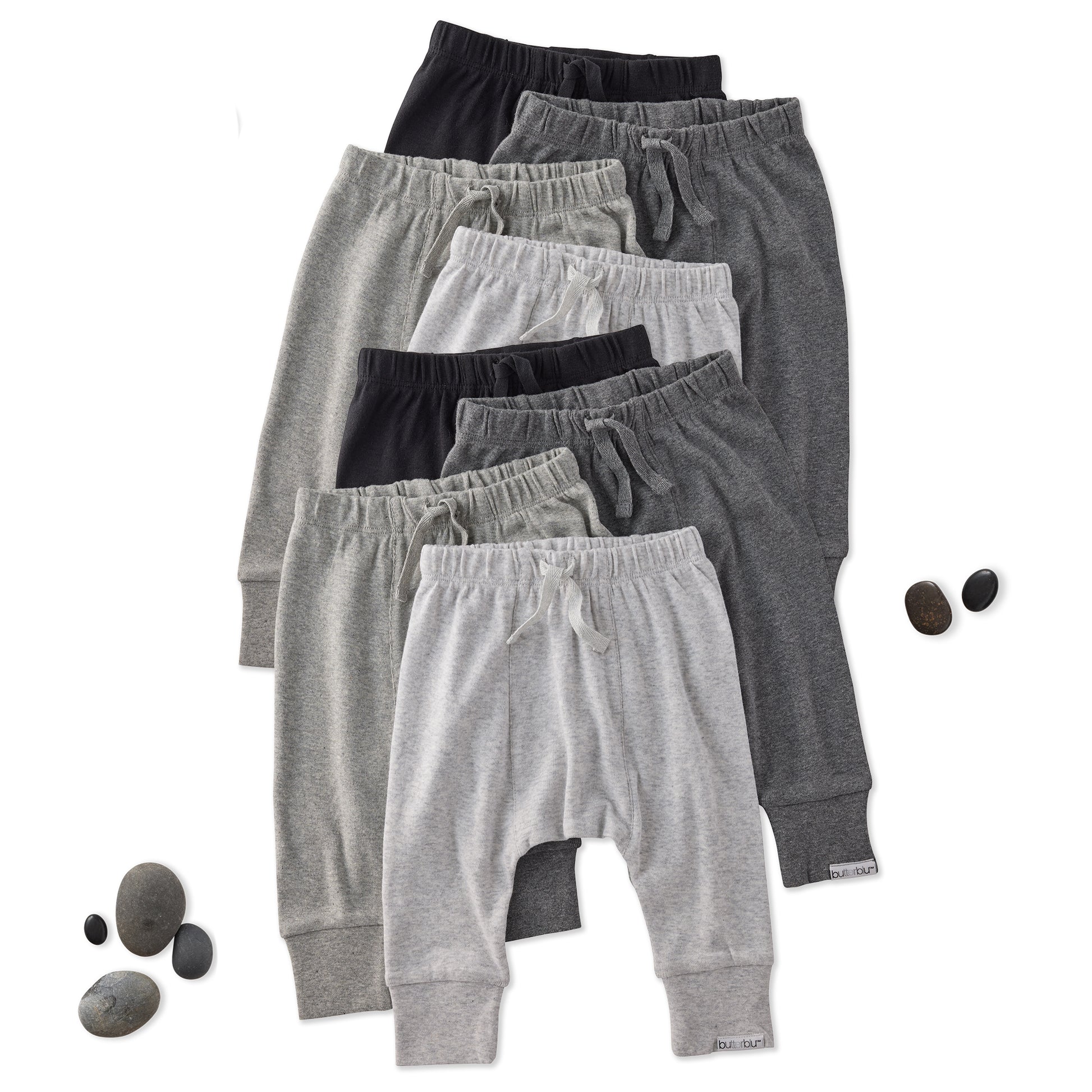 Butterblu Jordan jogger baby and toddler pants in Stone Ombre Rainbow — GOTS-certified organic cotton joggers