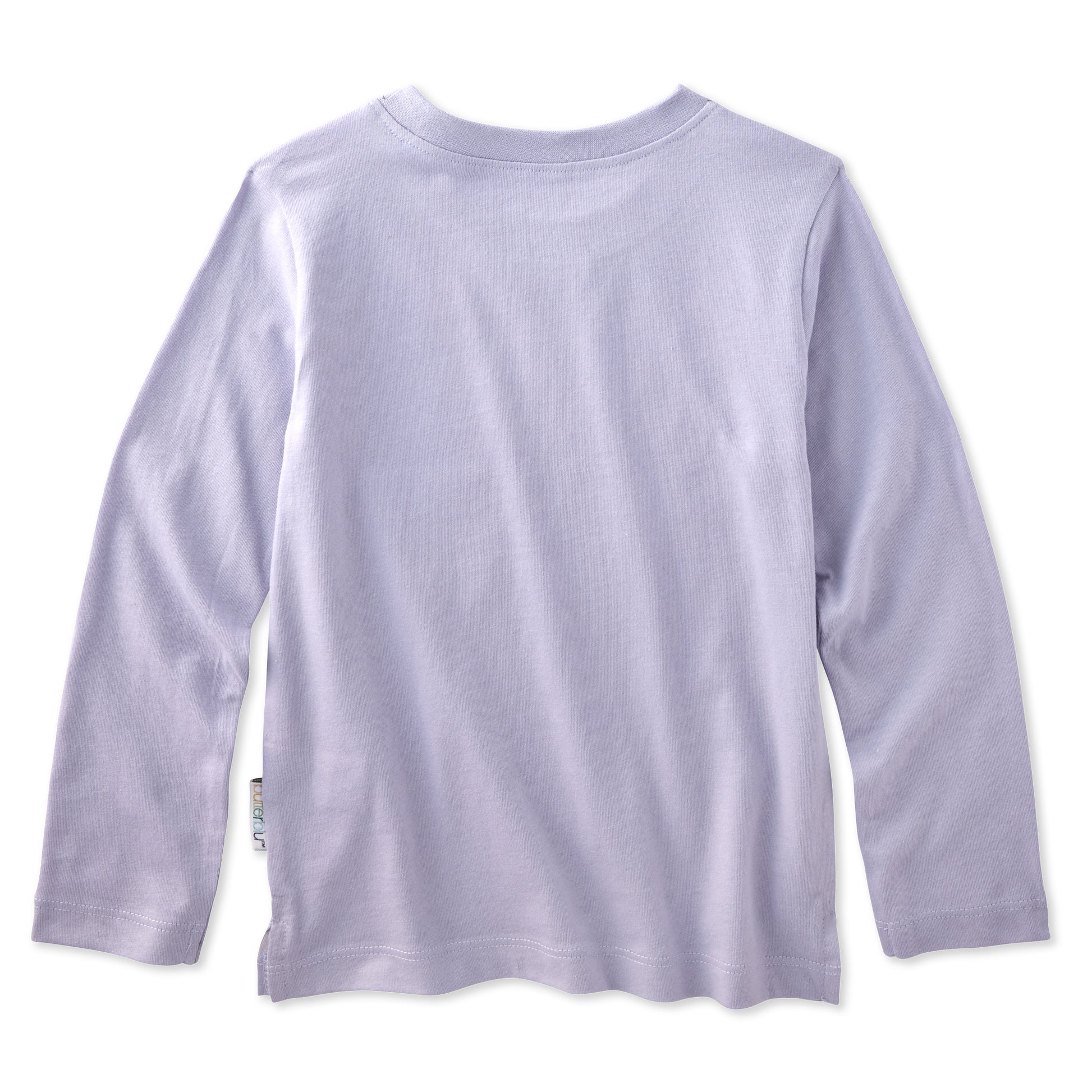 backside of long sleeve purple Tshirt