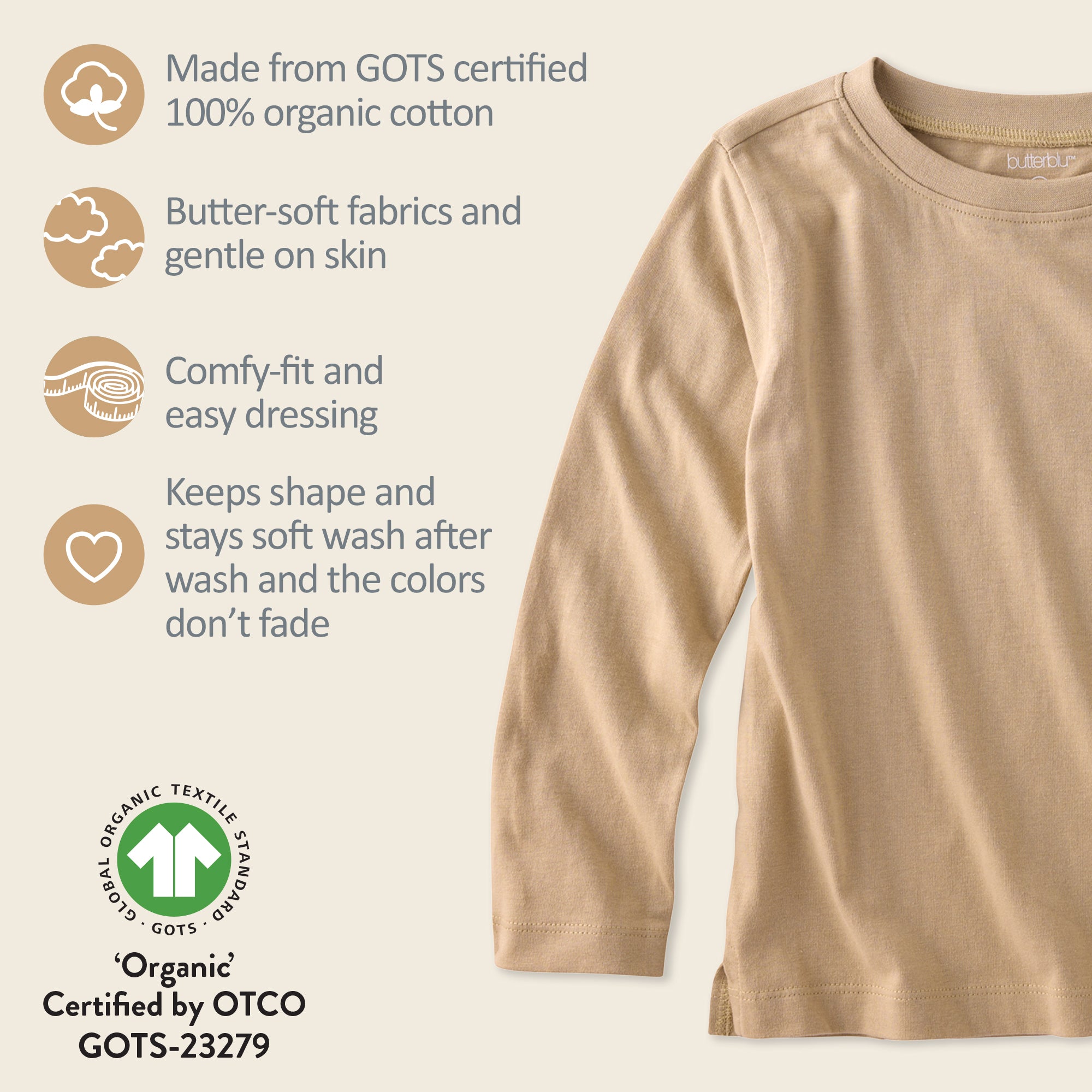 Brown t-shirt with GOTS product certificates
