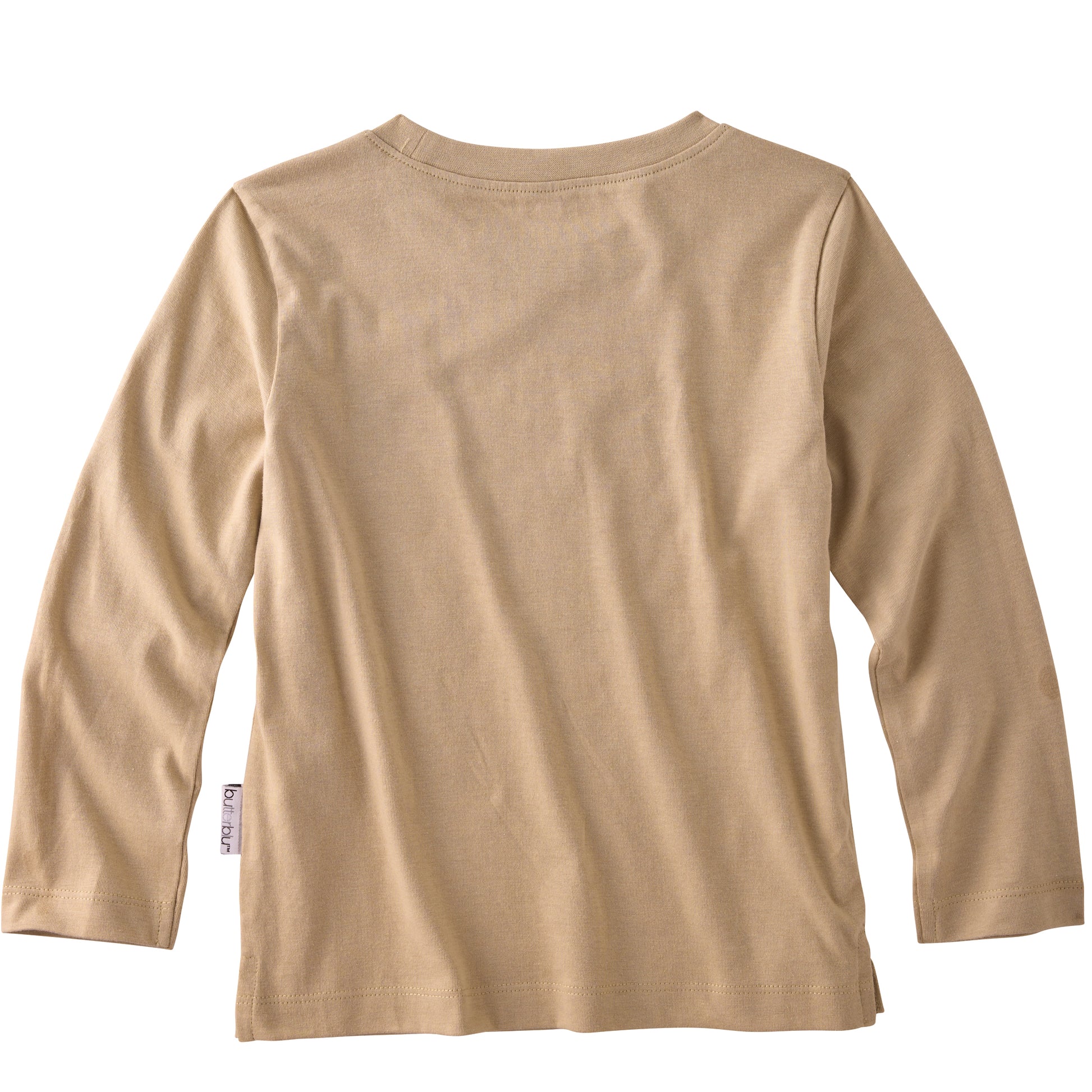 backside of brown long sleeve Tshirt on white background