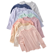 blue and pink ombre long sleeve on white background