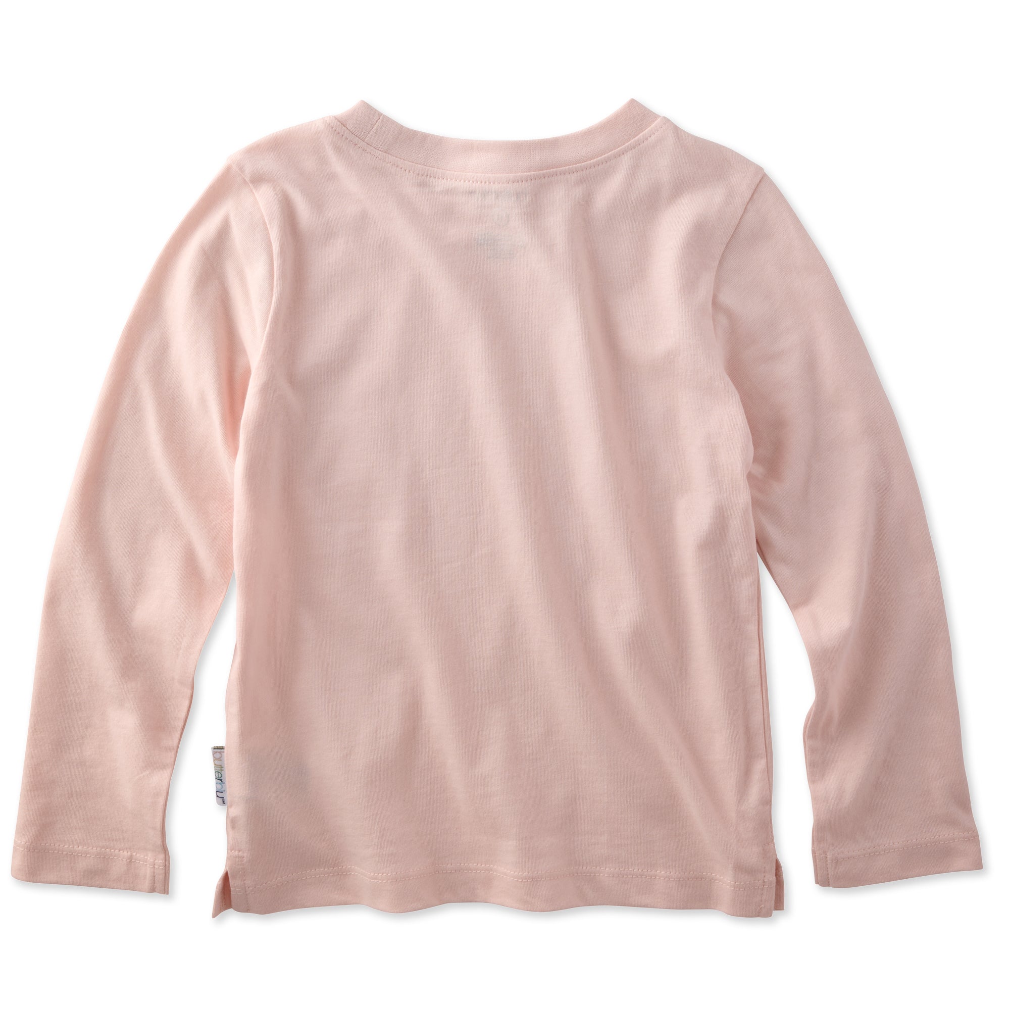 back of a pink long sleeve on a white background