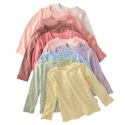 rainbow long sleeve tee shirt on a white background 