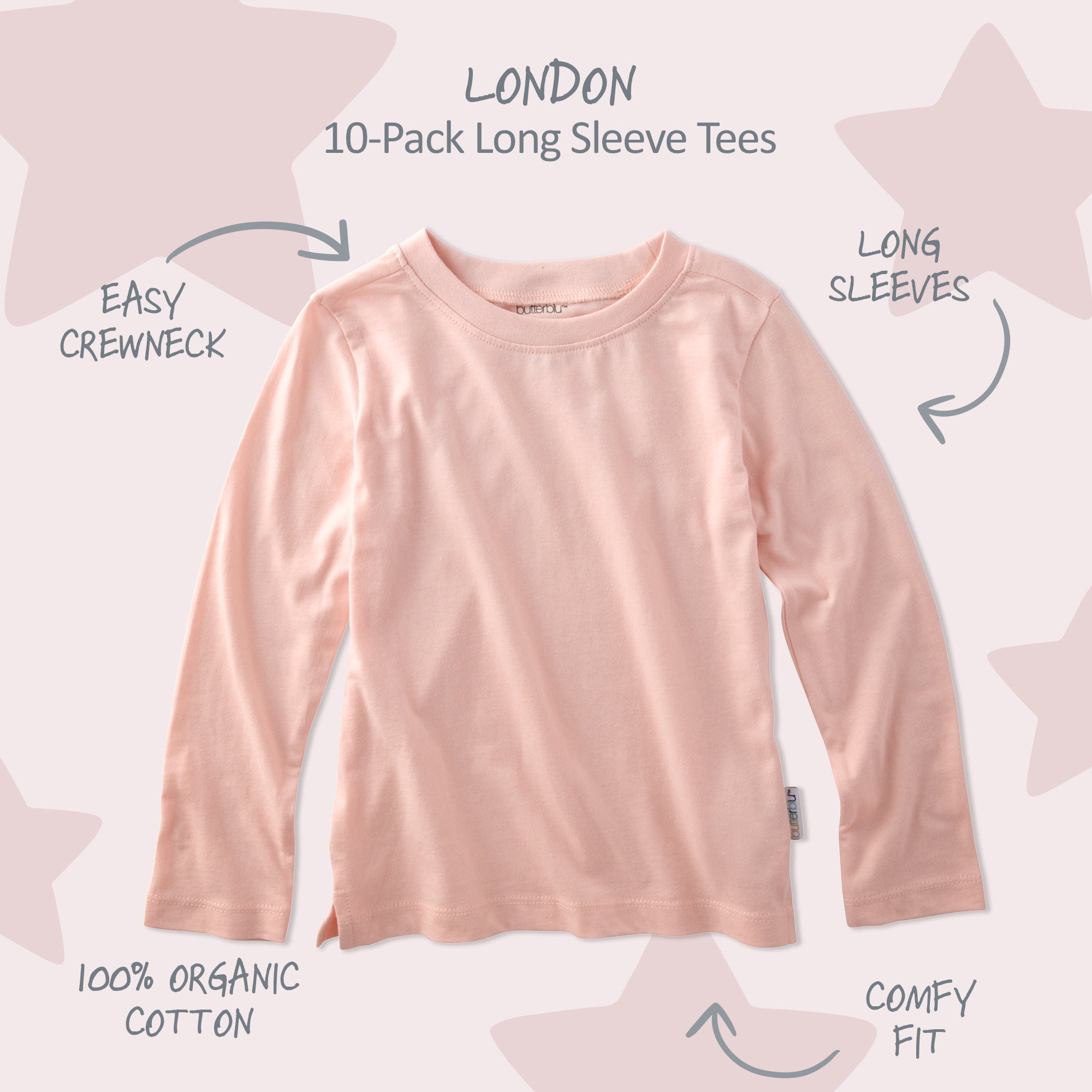 Pink long sleeve tee shirt wiht labels