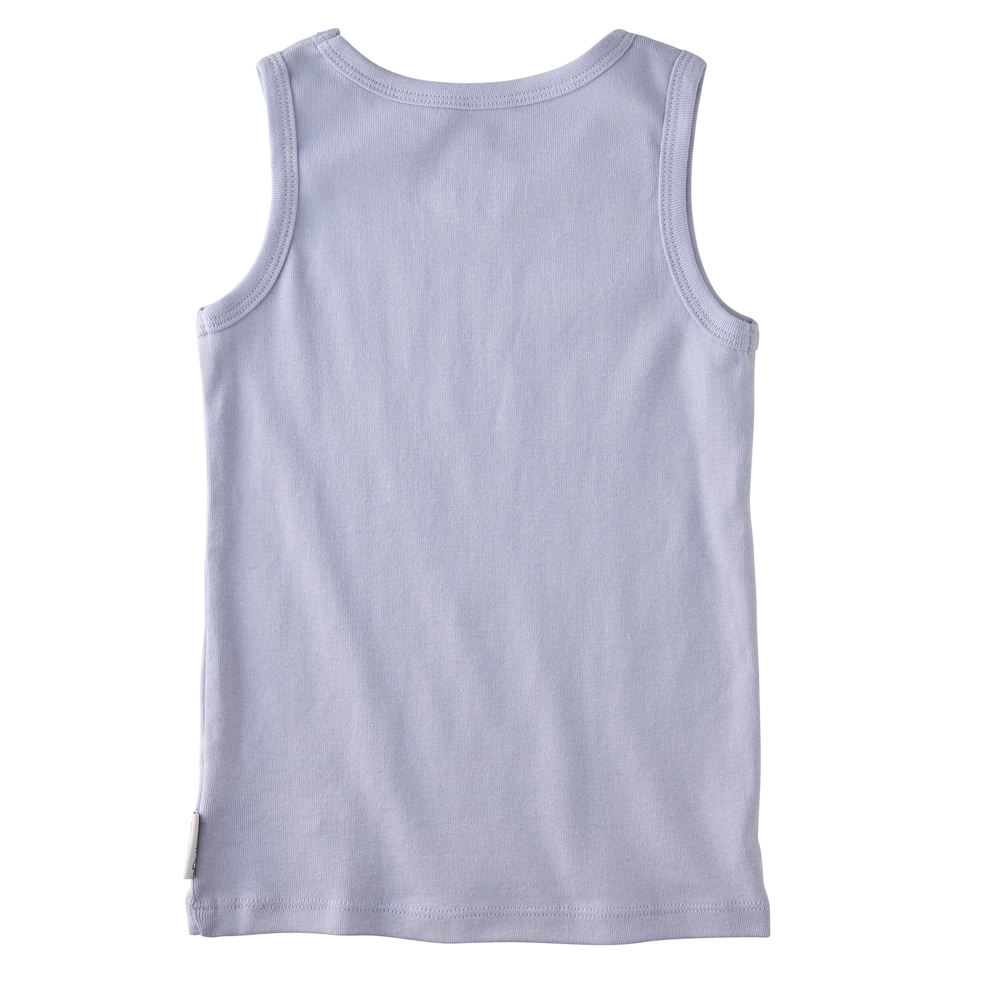 Backside of sleeveless tee on a white background
