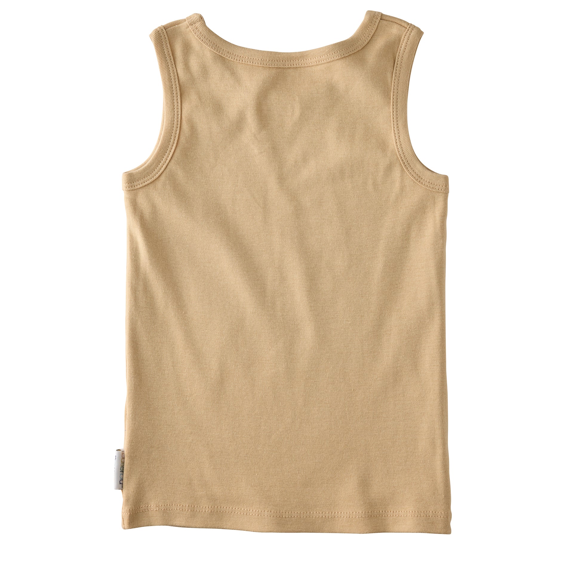 Backside of sleeveless tee on a white background
