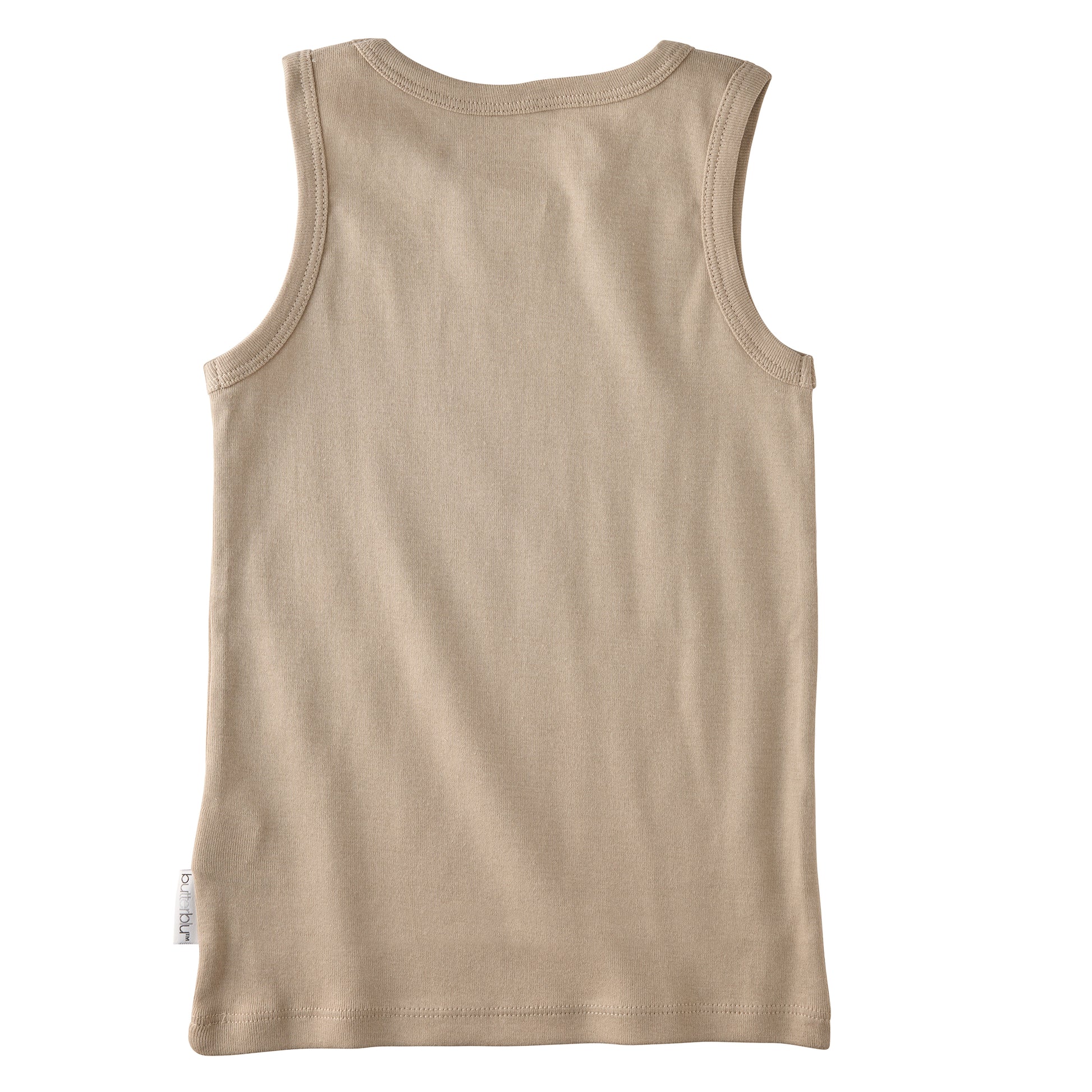 Backside of sleeveless muscle tee

