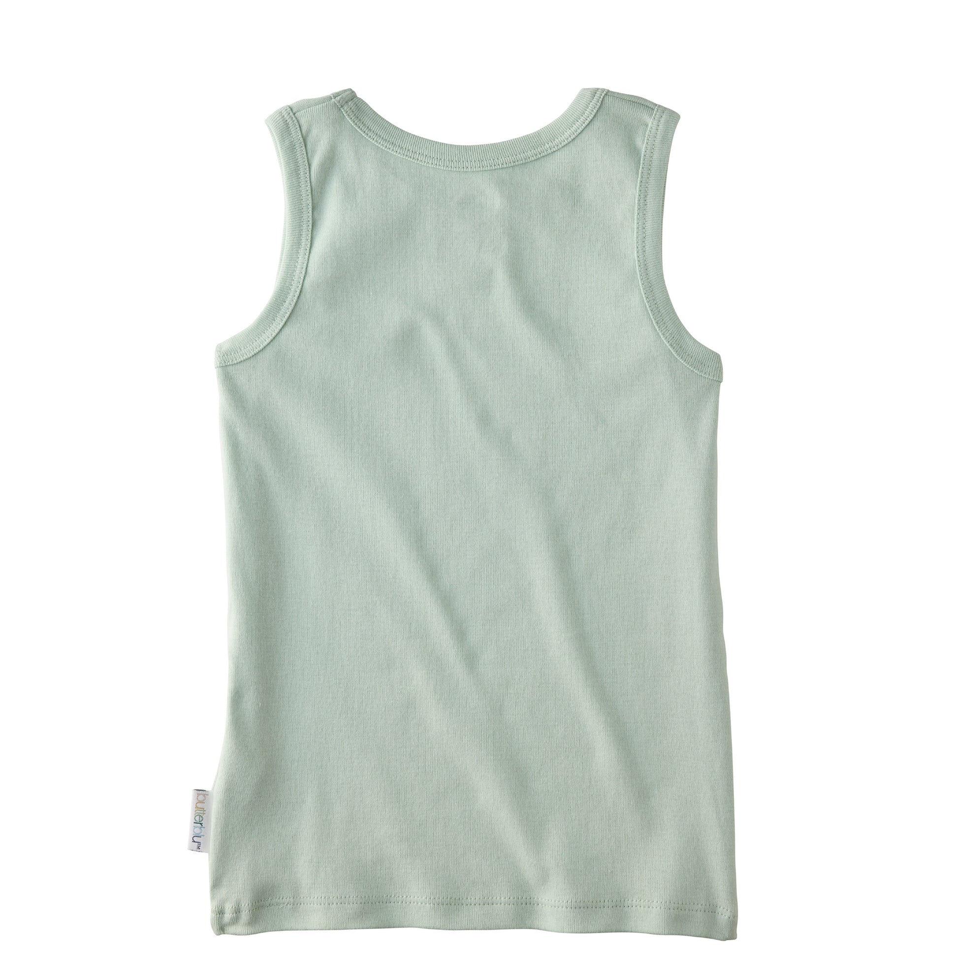 Backside of sleeveless muscle tee
