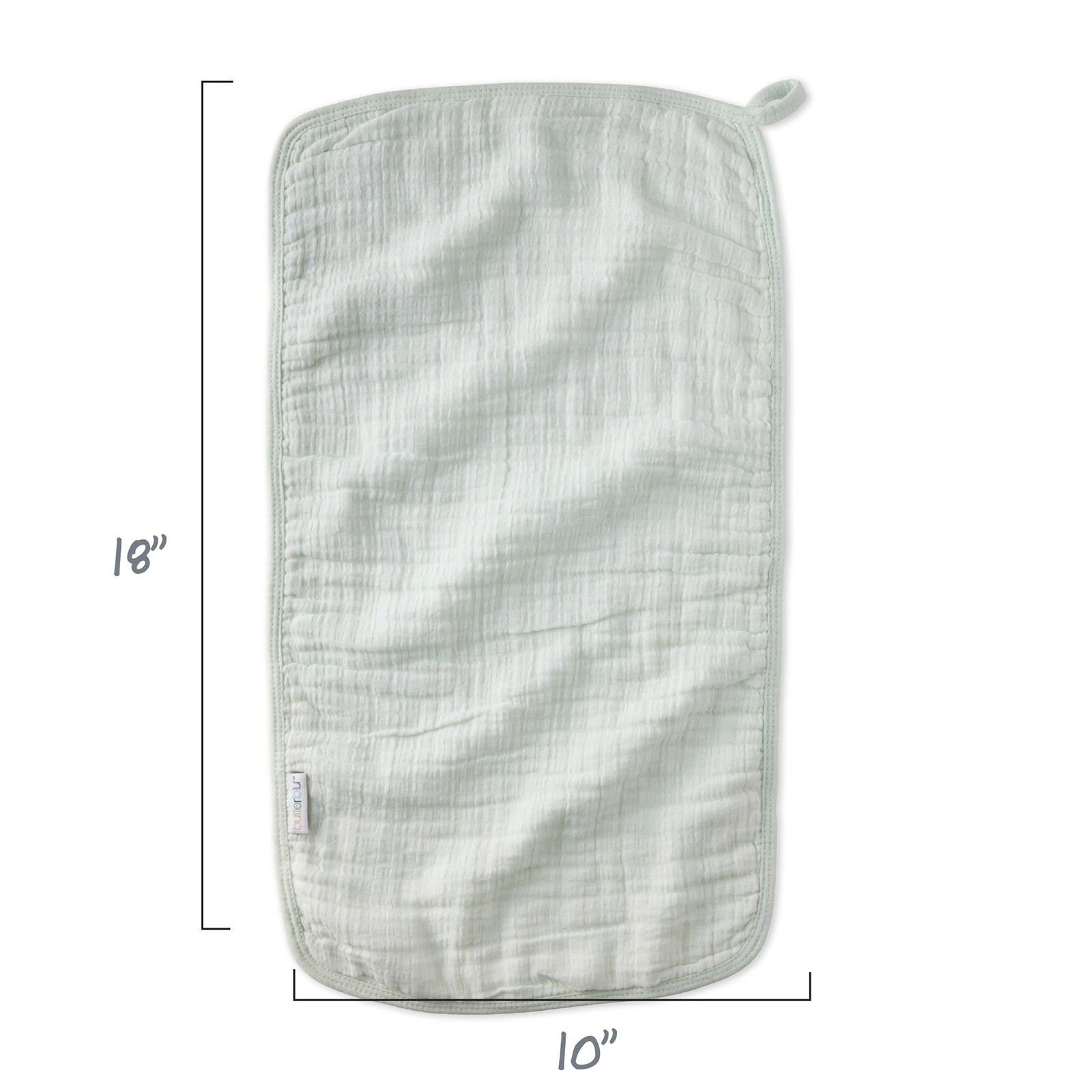 Butterblu Riley 5-pack crinkle muslin burp cloths in Seafoam — organic cotton muslin burp cloths for newborns
