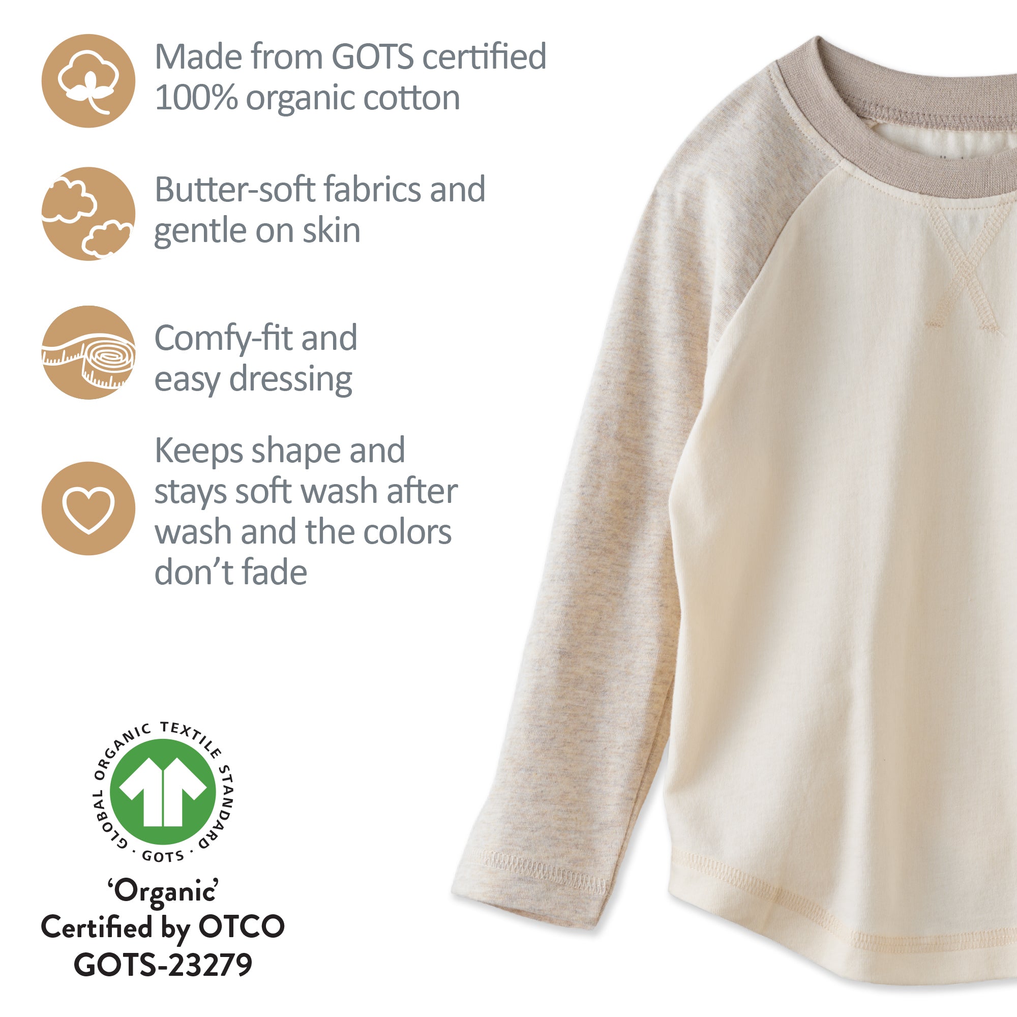 GOTS certification badges for rookie tee cotton and make 
