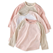 Rookie Baseball Tee 3 pack layout in Pink Sunrise on a white background