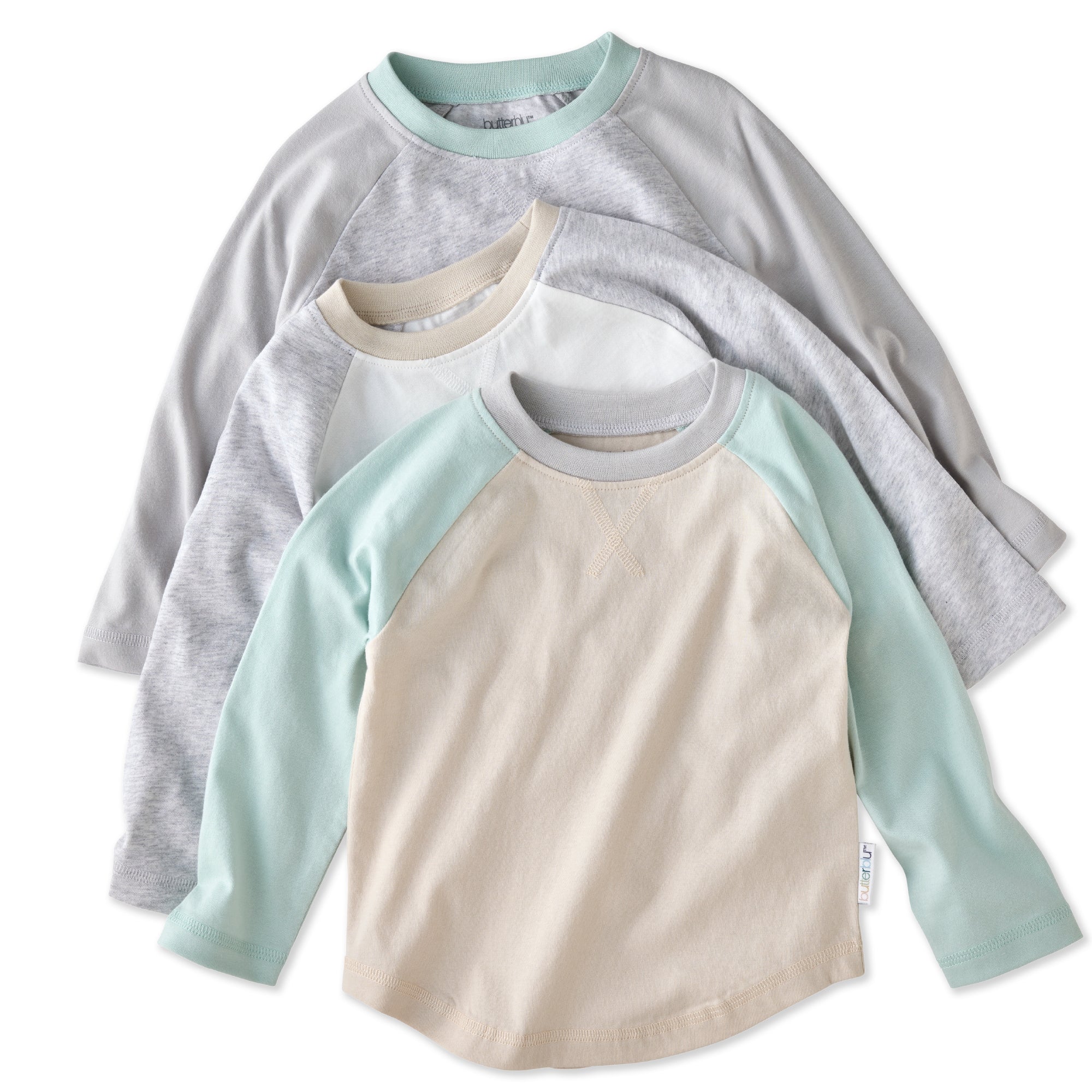Rookie Baseball Tee 3 pack layout in Seafoam on a white background
