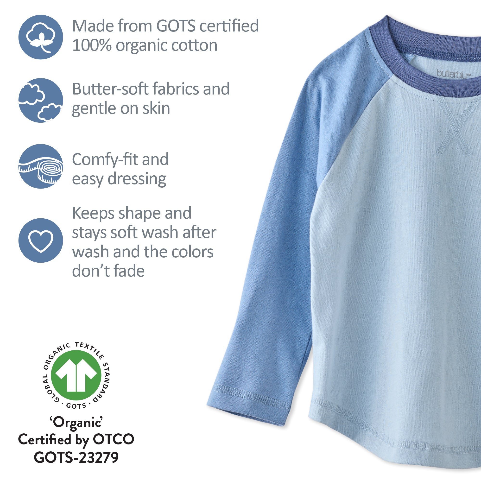 GOTS certification badges for rookie tee cotton and make 
