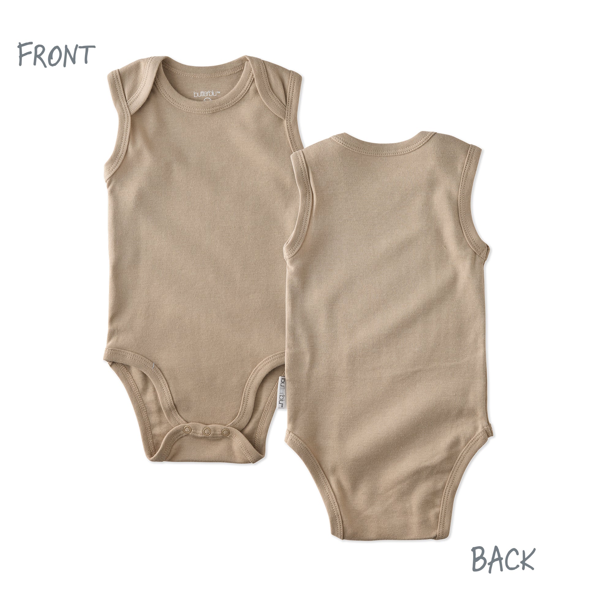 Front and back of sleeveless bodysuit