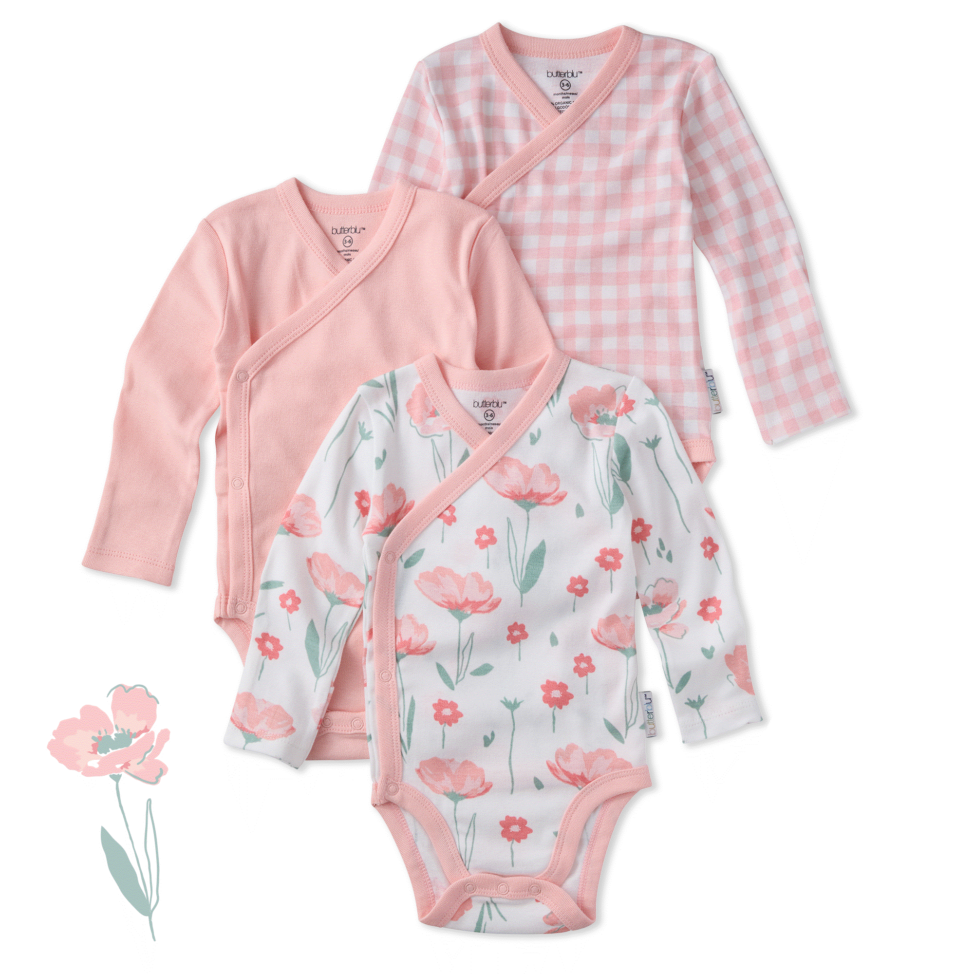 STERLING 3-Pack Side Snap Bodysuit