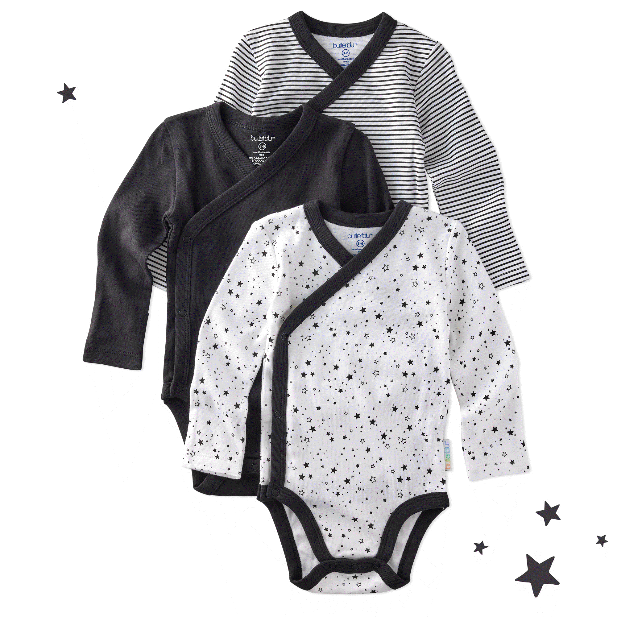 STERLING 3-Pack Side Snap Bodysuit