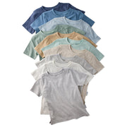 Butterblu Taylor 10-pack toddler short sleeve t-shirts in Seafoam Terra Rainbow — GOTS-certified organic cotton toddler tees