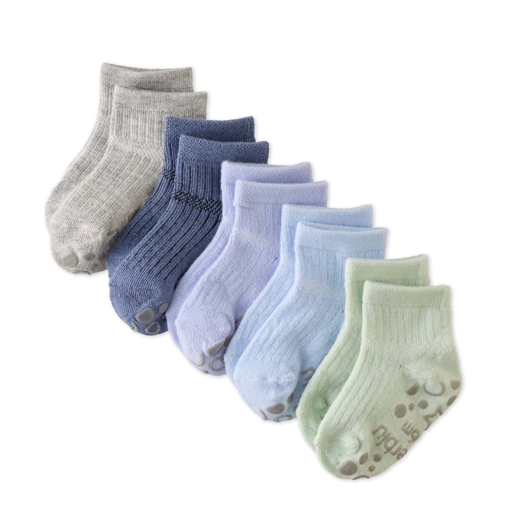 Layout of Zuri Sock 5 pack in Frost on a white background