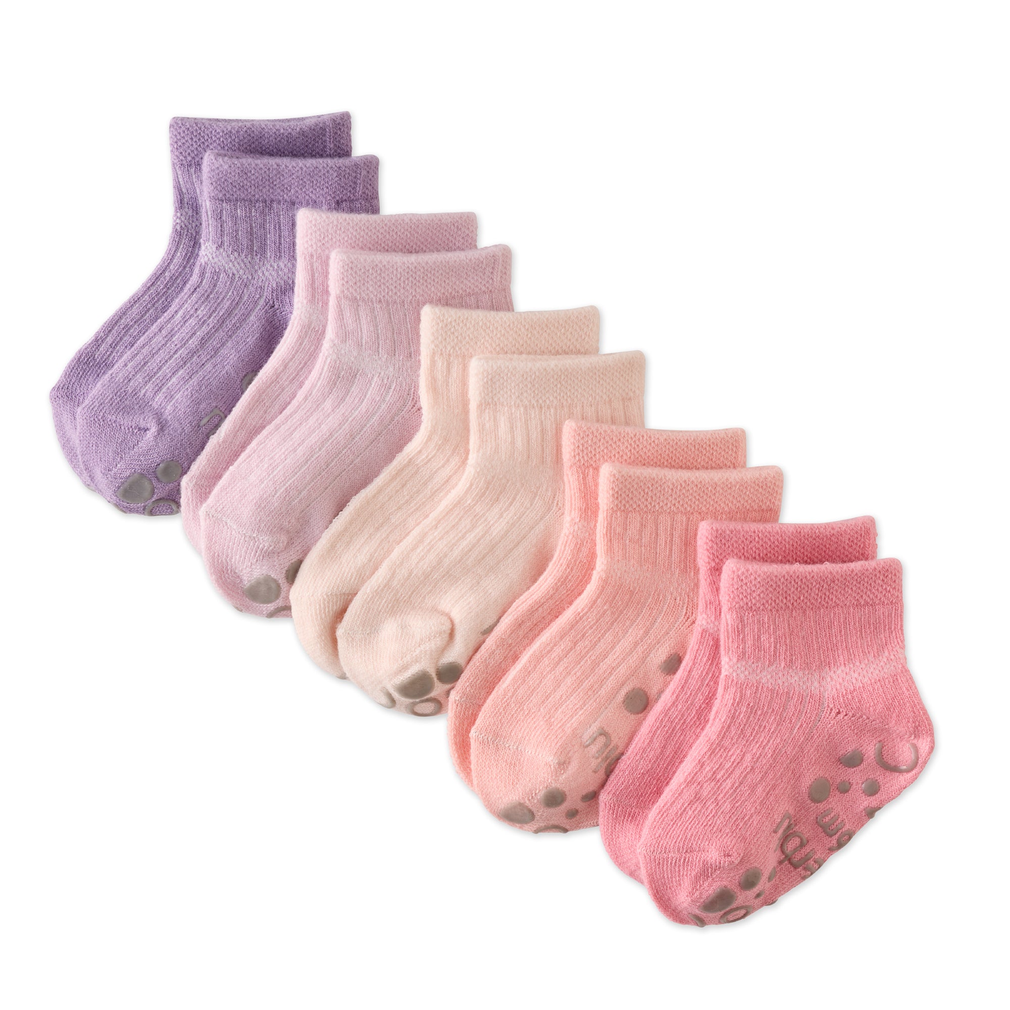 Layout of Zuri Sock 5 pack in Pink on a white background