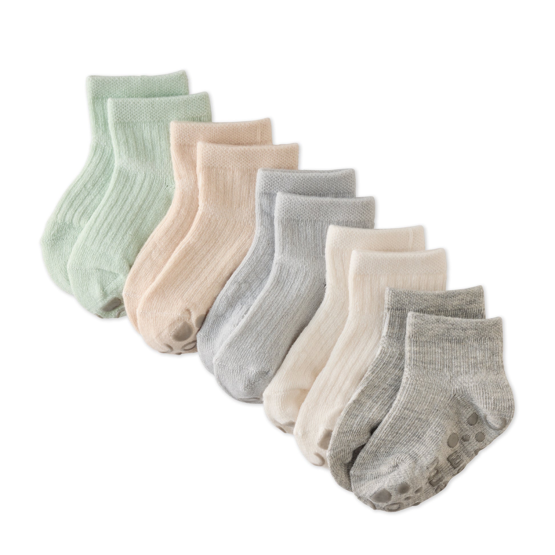Layout of Zuri Sock 5 pack in Seafoam on a white background