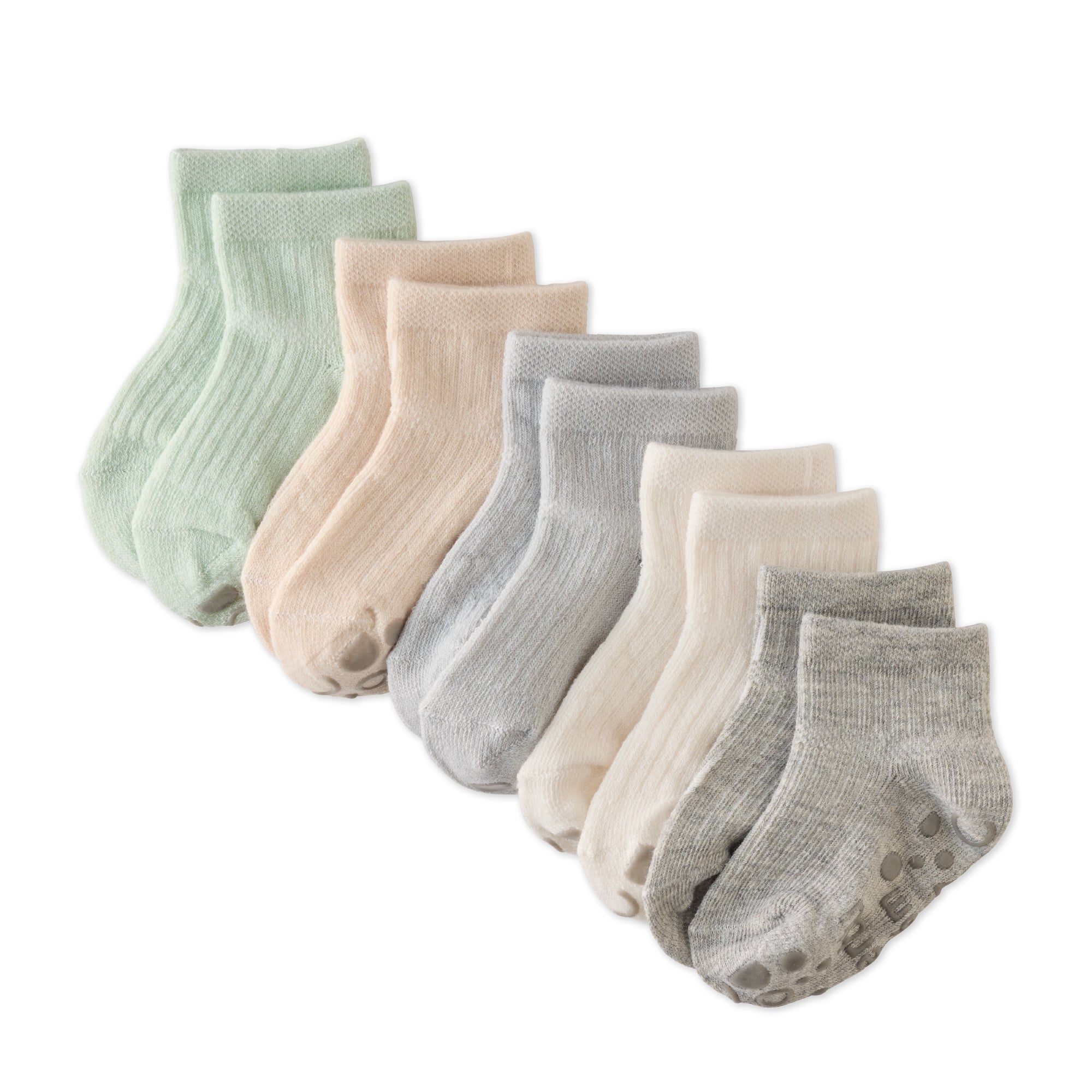 Layout of Zuri Sock 5 pack in Seafoam on a white background