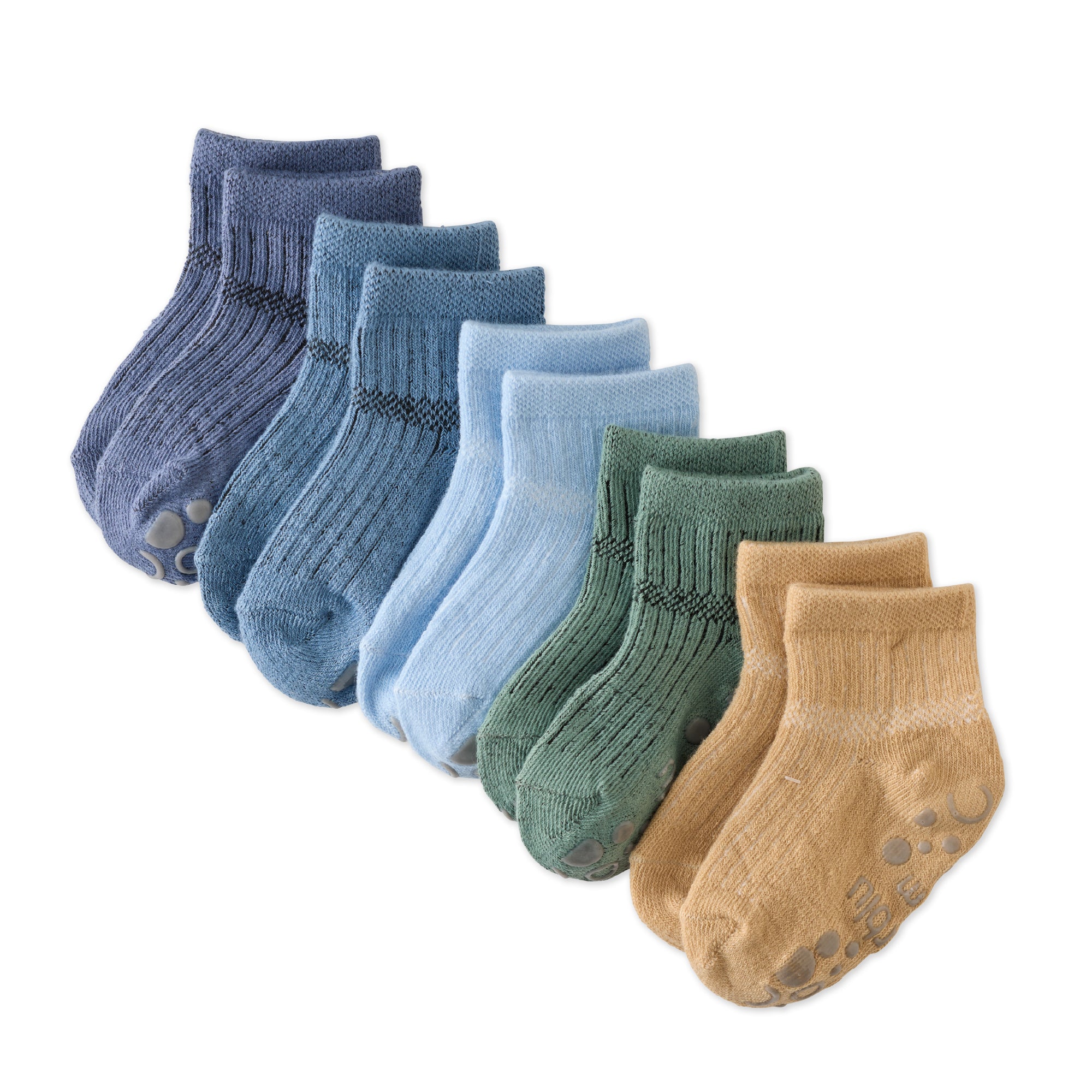 Layout of Zuri Sock 5 pack in Terra on a white background