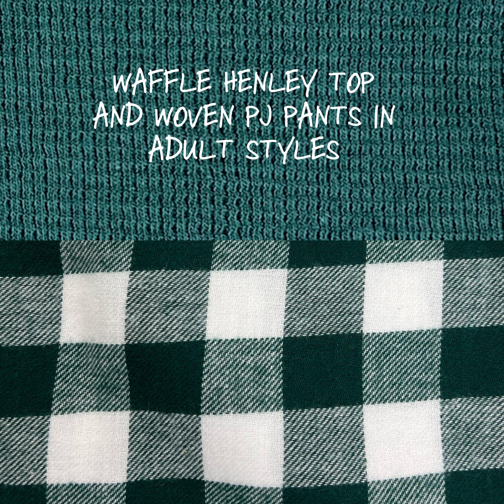 Text on a green checkered fabric background with text overlay.