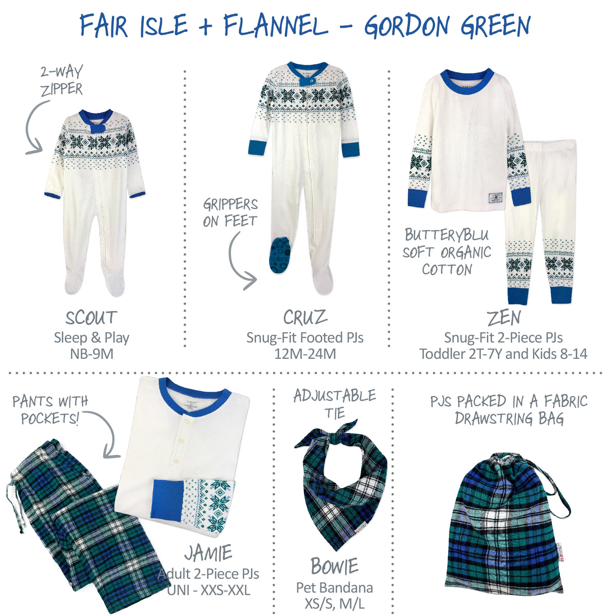 FAIR ISLE + FLANNEL Matching Family Christmas Pajamas