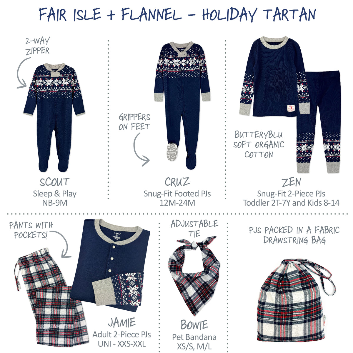 FAIR ISLE + FLANNEL Matching Family Christmas Pajamas