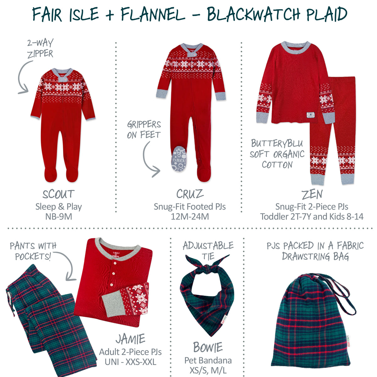 FAIR ISLE + FLANNEL Matching Family Christmas Pajamas