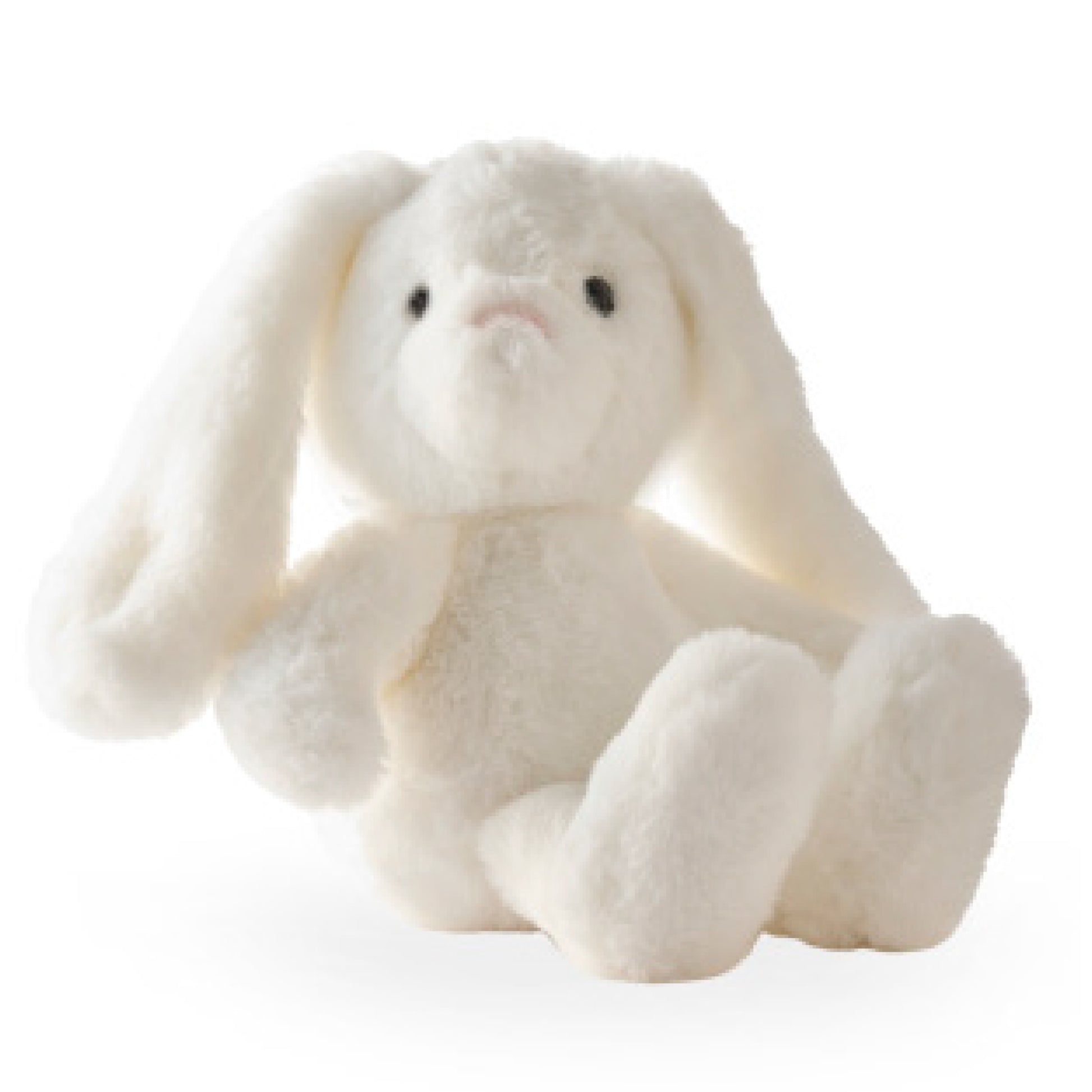 White plush bunny toy on a white background